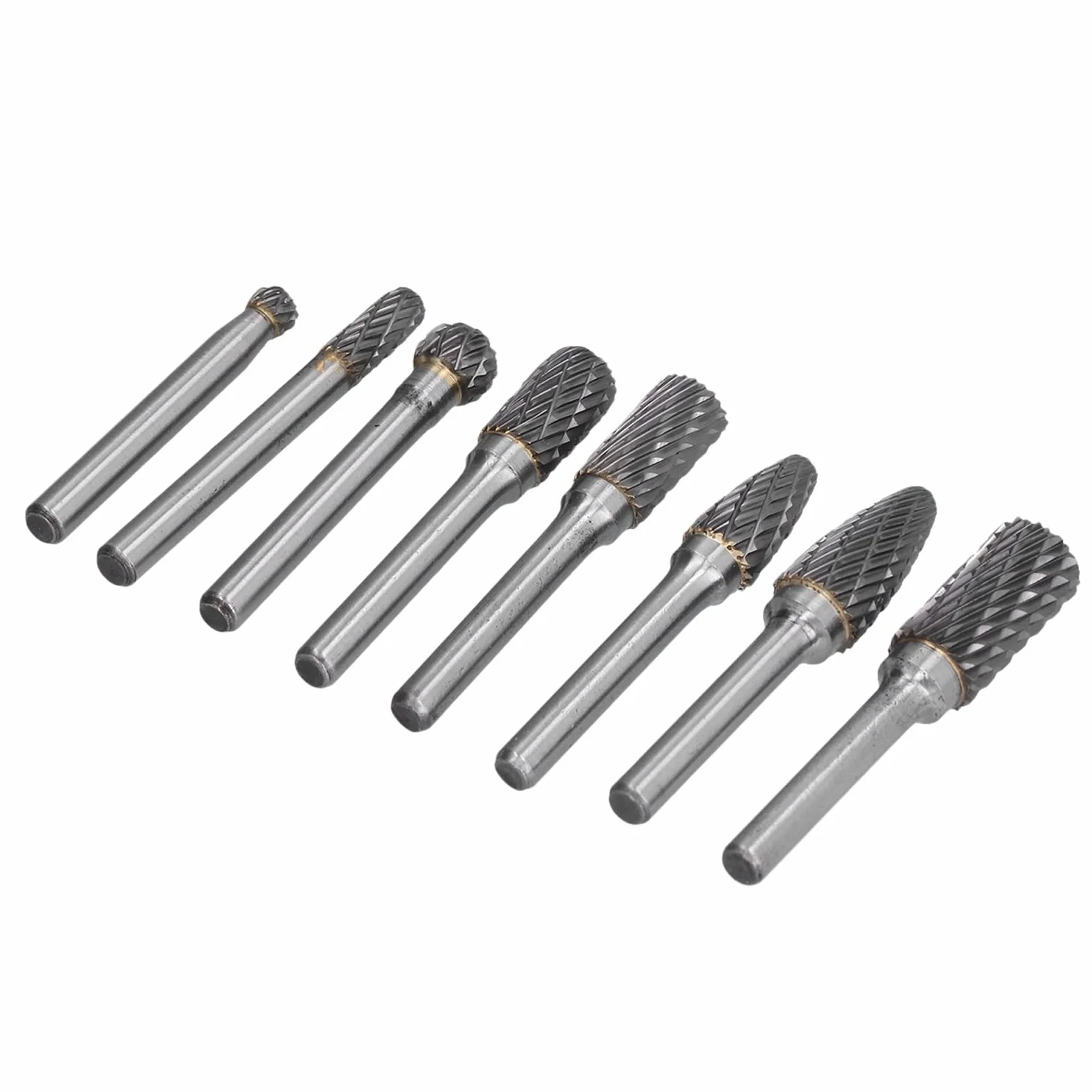Zestaw pilników obrotowych z węglika wolframu. Rzeźba w drewnie. Obróbka metalu. 8 szt. Średnica 6 mm