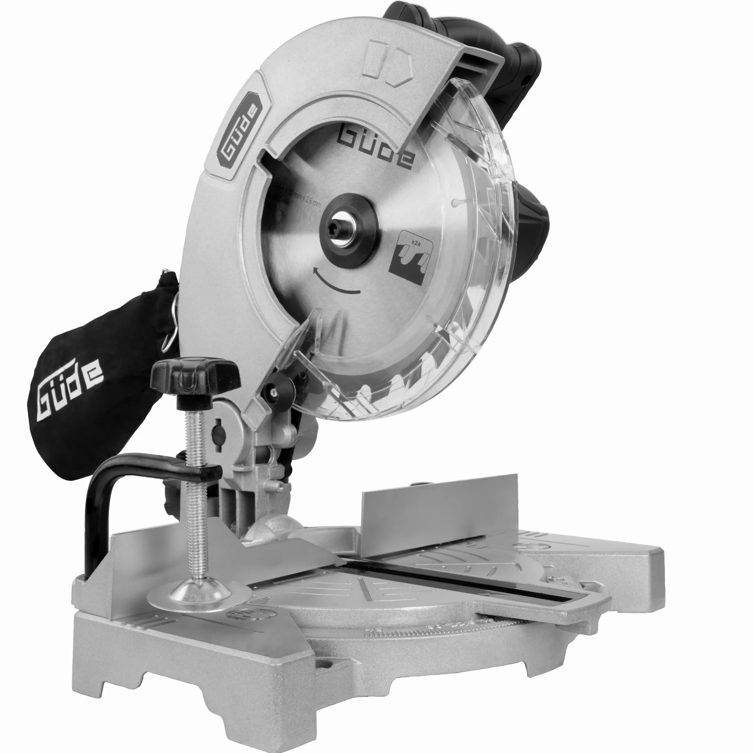 Güde Piła ukośna GKS 2134.1 (230 V, 1100 W, prędkość obrotowa silnika 5500 1/min, średnica brzeszczotu 210 mm, głowica obracana do 45°, zakres cięcia (przy 90°/90°) 60 x 120 mm, skala stopni, w