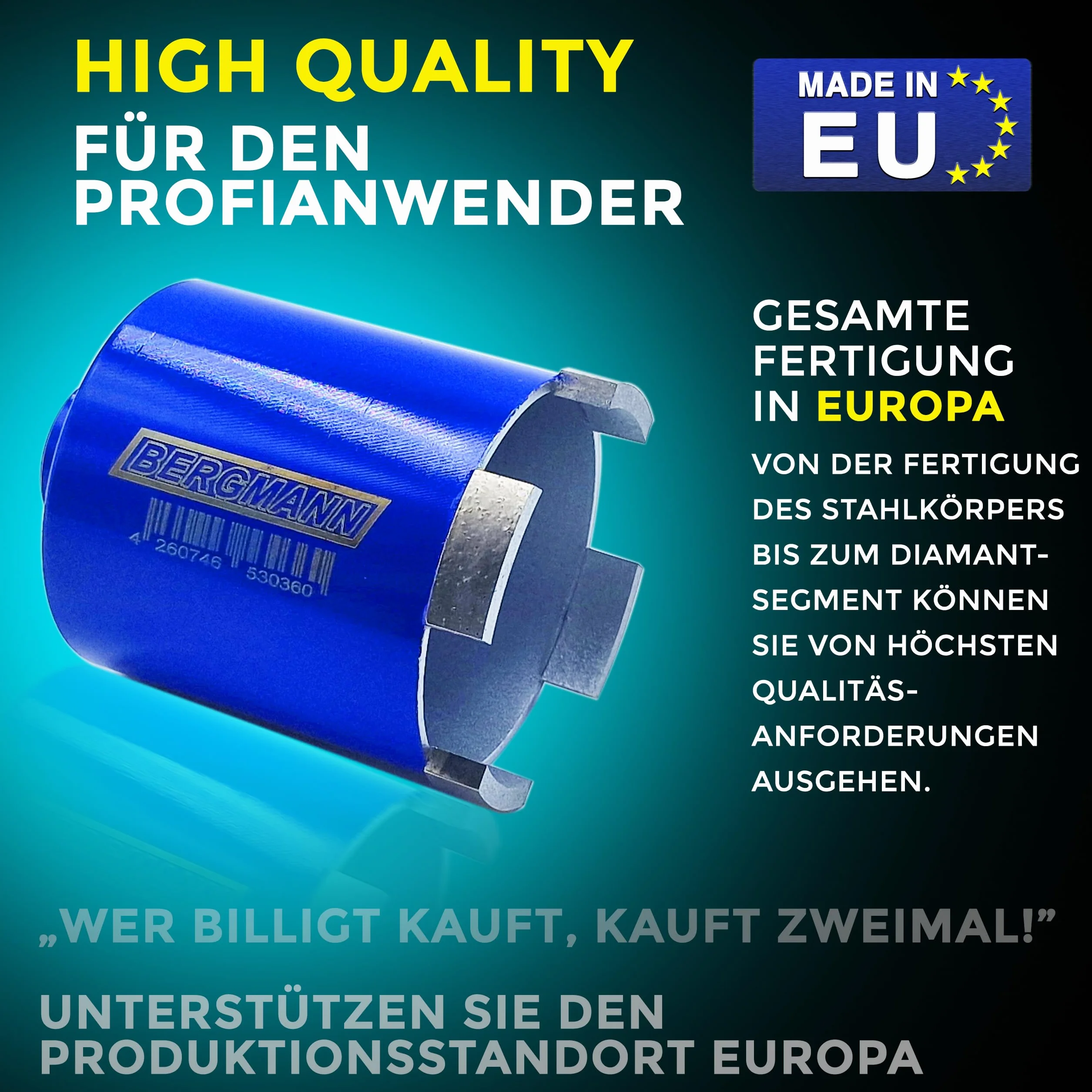 BERGMANN ® Diamentowy pogłębiacz do puszek 82 mm z adapterem SDS-Plus | M16 otwornica z 5 segmentami z otworami ssącymi | do wiertarki, muru, betonu i wielu innych