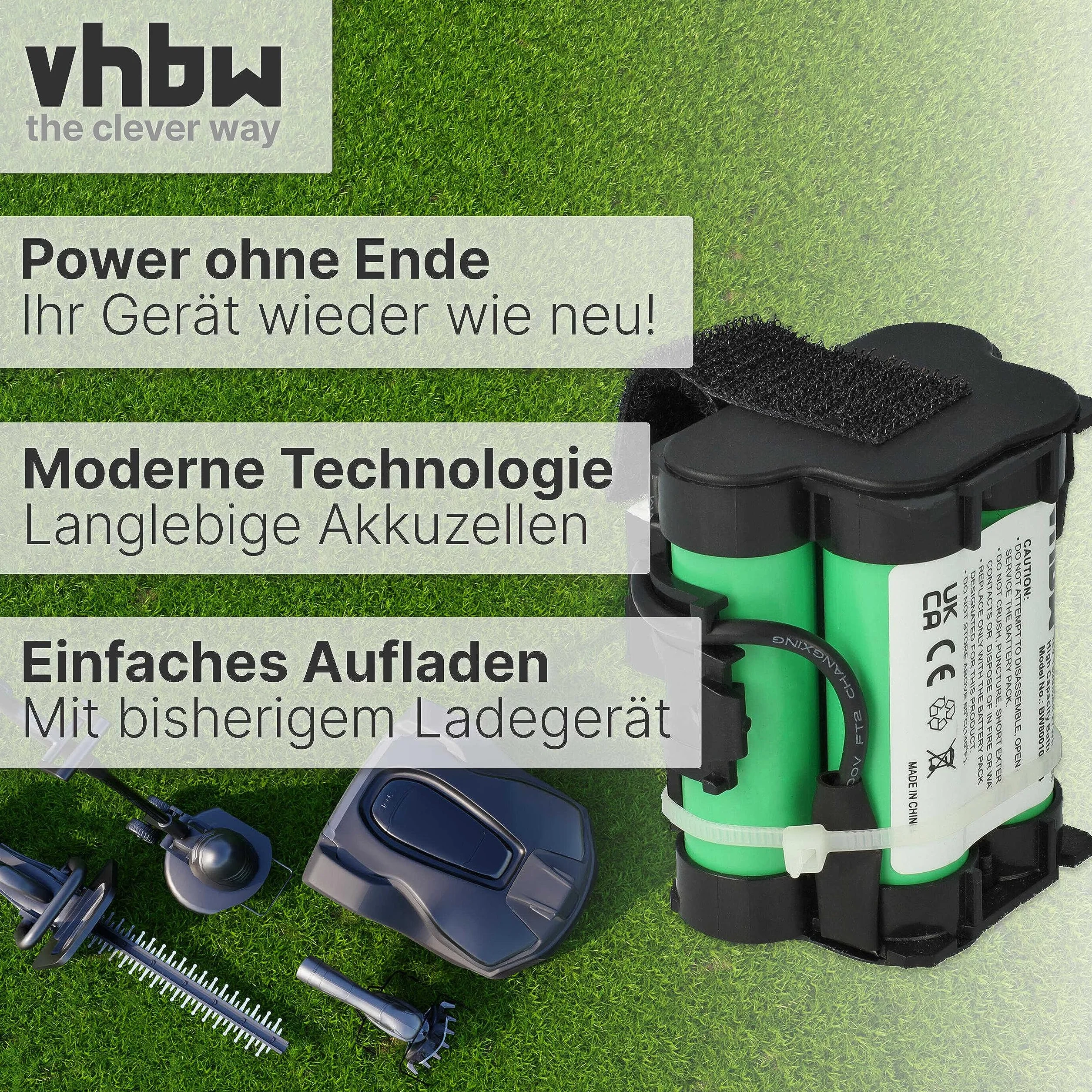 vhbw Akumulator kompatybilny z kosiarką Husqvarna Automower 105, 305, 308, 308X, 308X, 308 X, robot do koszenia trawy – (litowo-jonowy, 1500 mAh, 18 V), akumulator zapasowy