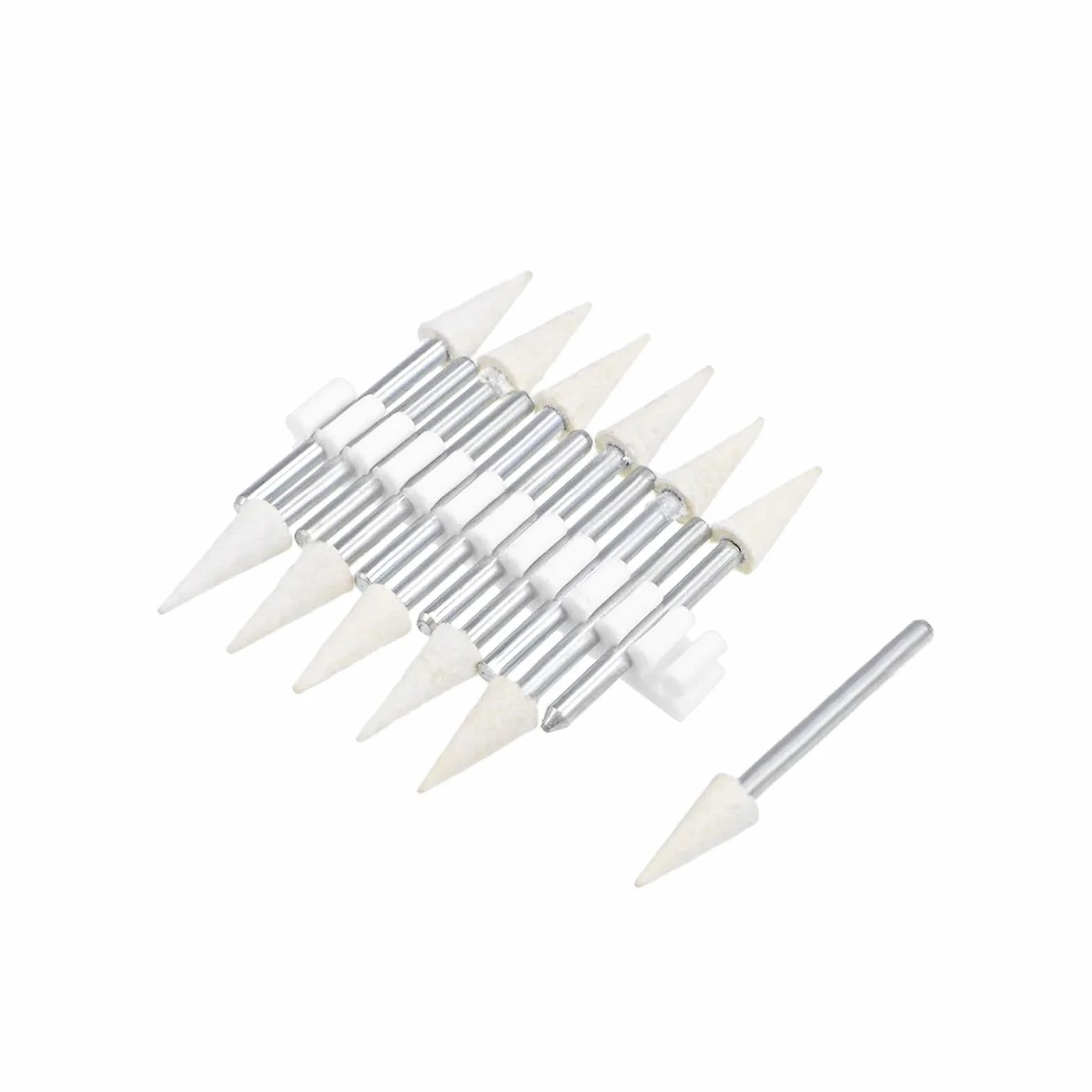 12/24Pcs Wool Felt Mounted Points Conical Polishing Buffing Wheel 6/8/10/12mm Grinding Head With 3mm Shank For Rotary Tools