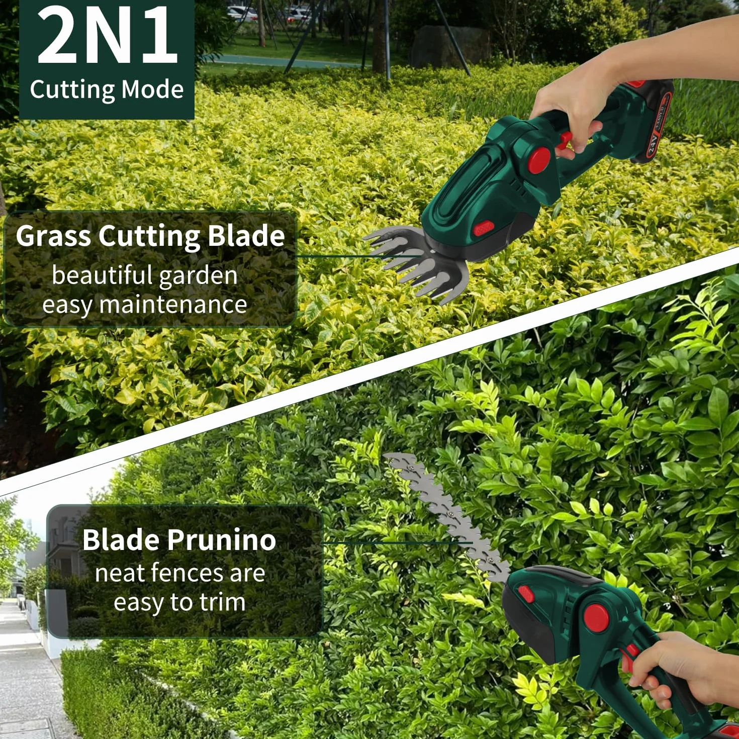 Akumulatorowe nożyce do żywopłotu 2 w 1 21 V 4,0 Ah 23 cm