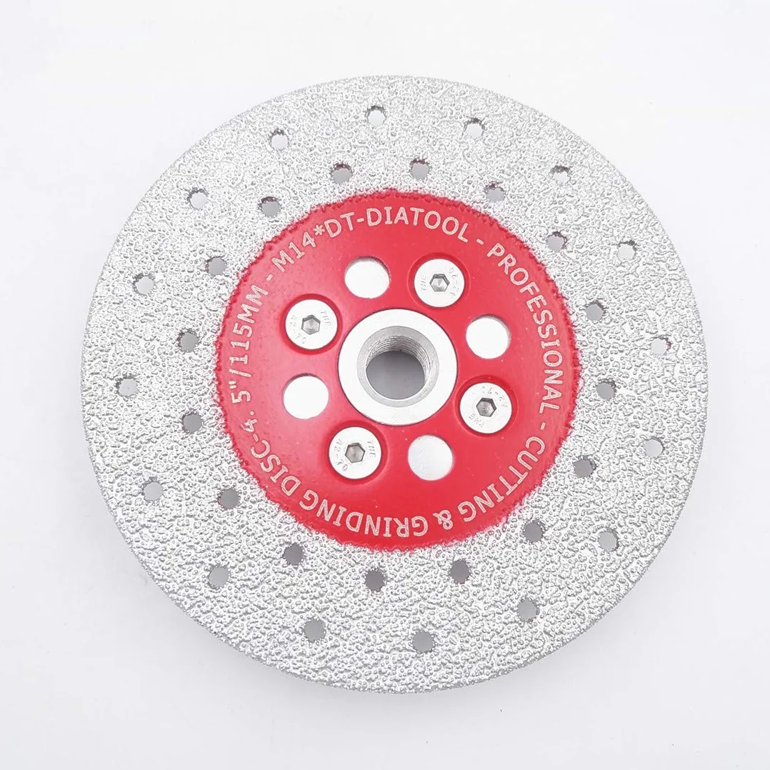 DT-DIATOOL Tarcze do cięcia i szlifowania diamentowego 2 szt. 4,5 cala / 115 mm x M14 dwustronna powlekana próżniowo luzowana do granitowego betonu marmuru kamienia