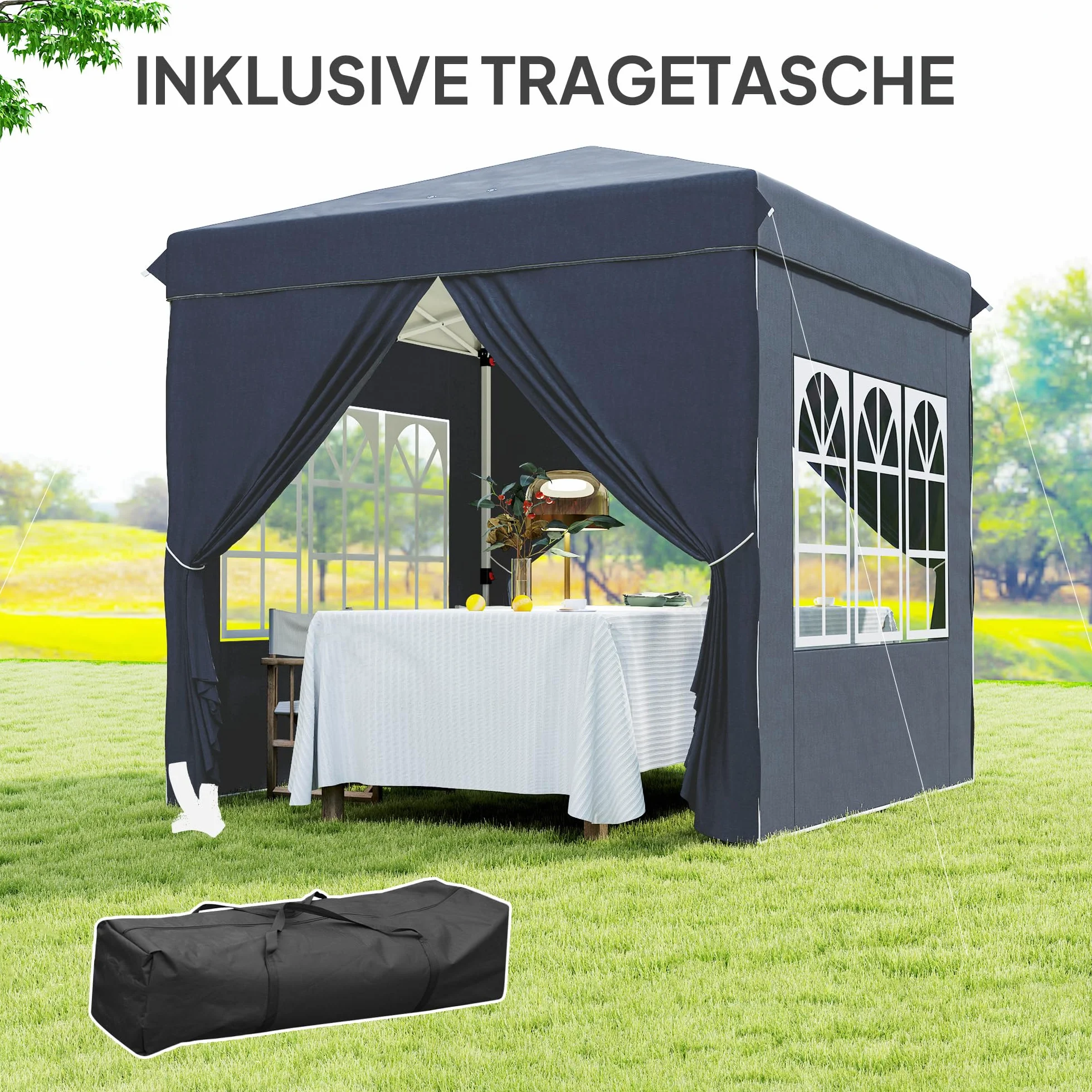 Outsunny Pawilon Ogrodowy 2,5 x 2,5 m Składany Ochrona UV 50+