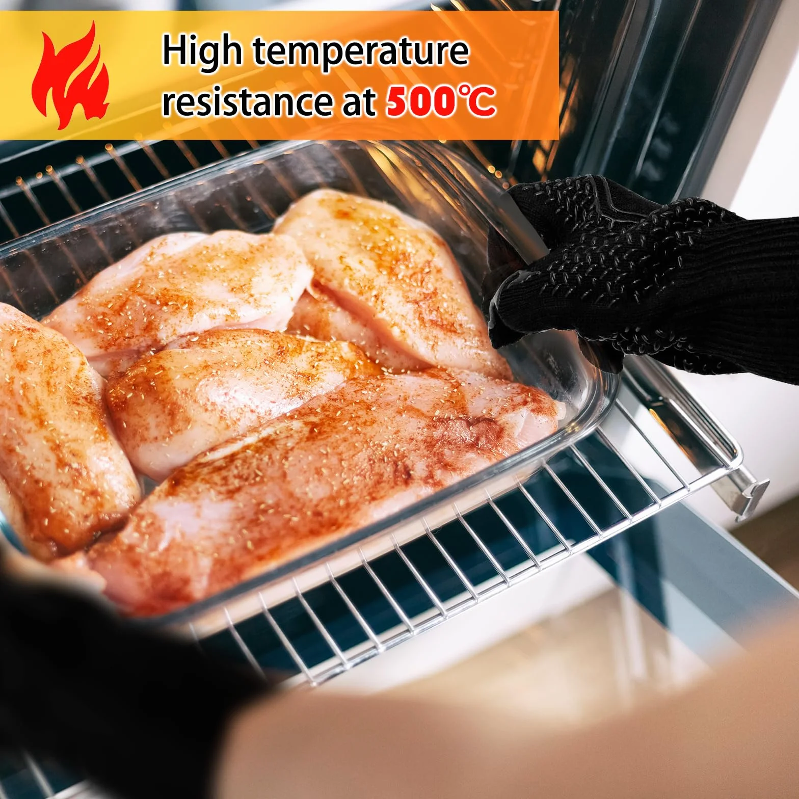 Rękawice do grillowania odporne na wysokie temperatury 500°C ognioodporne