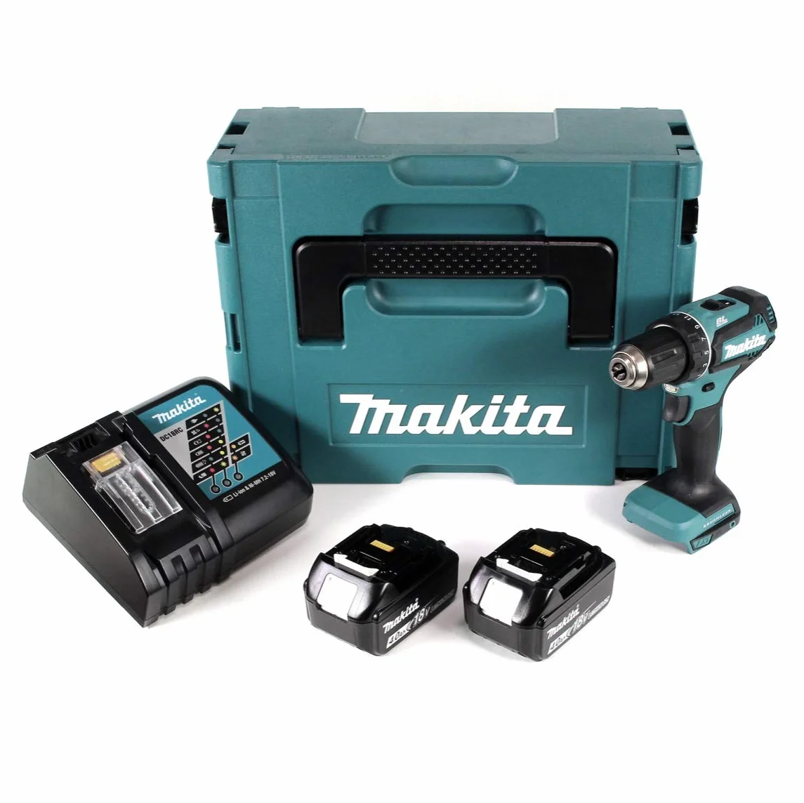 Makita DDF 485 RFJ 18 V wiertarko-wkrętarka akumulatorowa z 2 akumulatorami 3 Ah + ładowarka w Makpac
