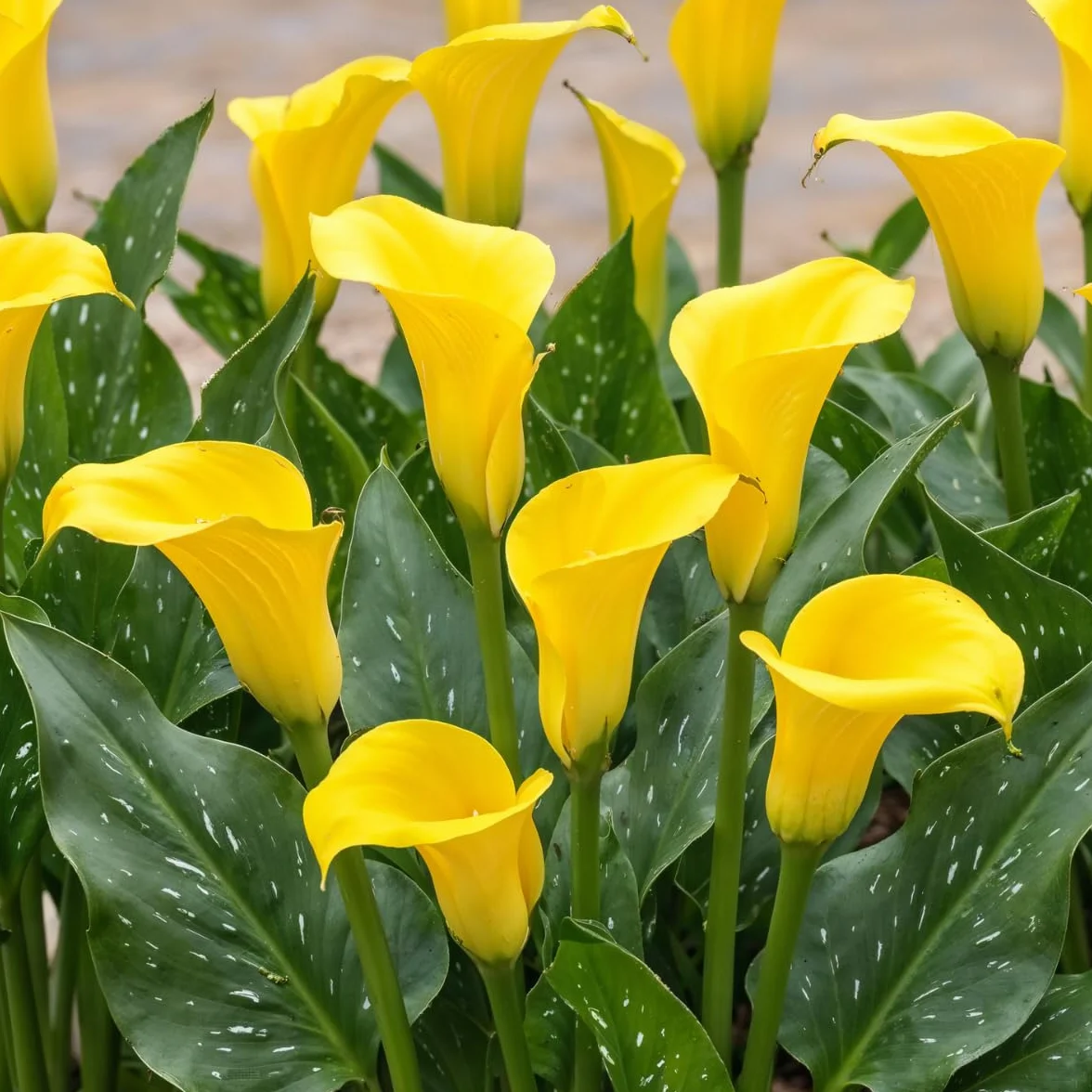 Cebulki żółtej pasji (żółte) Zantedeschia Calla Lily, 5 prawdziwych i dużych cebul, które rodzą więcej niż 5 kwiatów, idealna roślina ogrodowa, kwiatowe z Holandii (bez nasion i nie sztuczne)