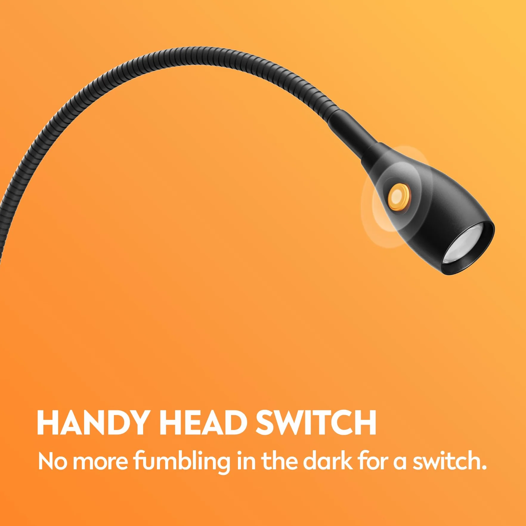 acegoo Minimalistyczna lampka do czytania do lampy z klipsem, zagłówek łóżka, ściemniana lampa książkowa, 3000 K/bursztynowe światło z adapterem USB-C, elastyczna gęsia szyja i poręczny przełącznik
