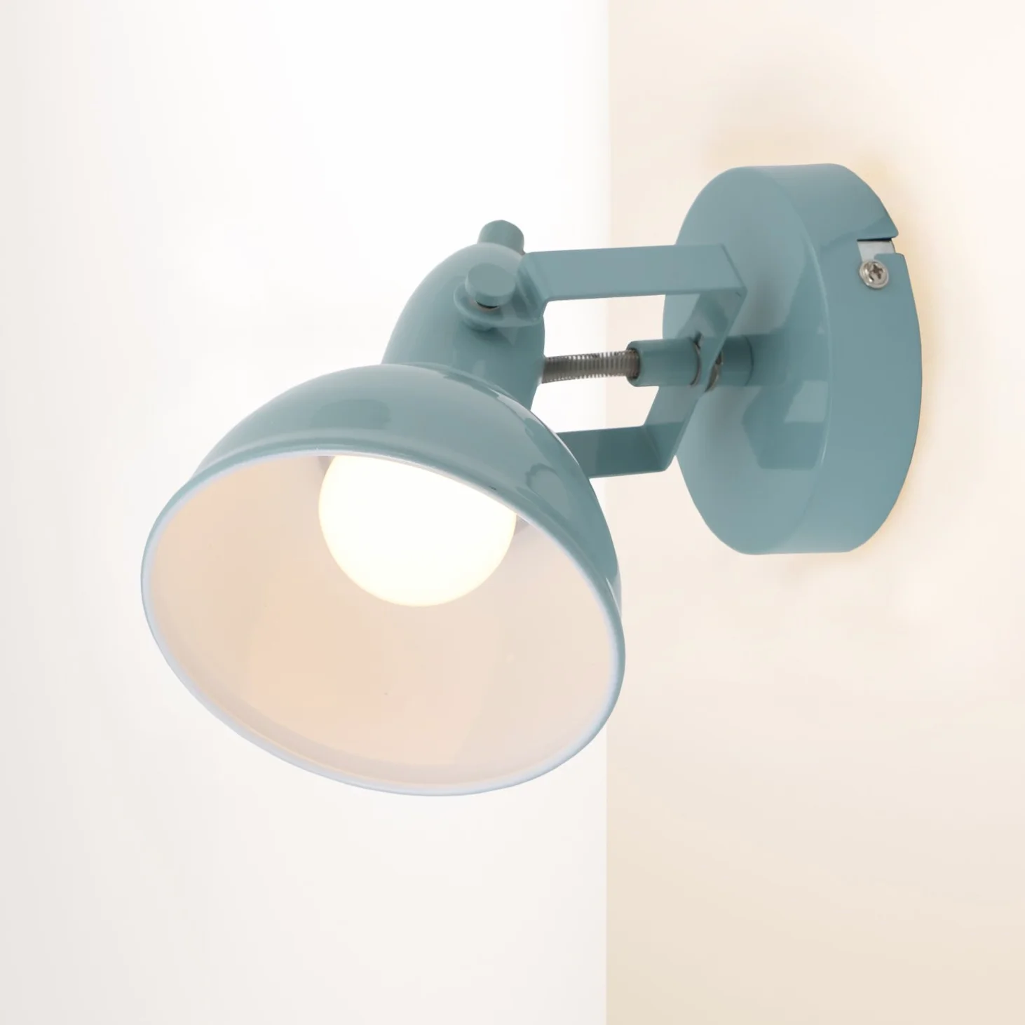 Briloner Lampa Ścienna Retro/Vintage z Obrotowym Reflektorem | Miętowo-Biała | Oprawka E14 | Maks. 40 W | Metalowa | Do Salonu, Sypialni, Korytarza | 15,6x10 cm