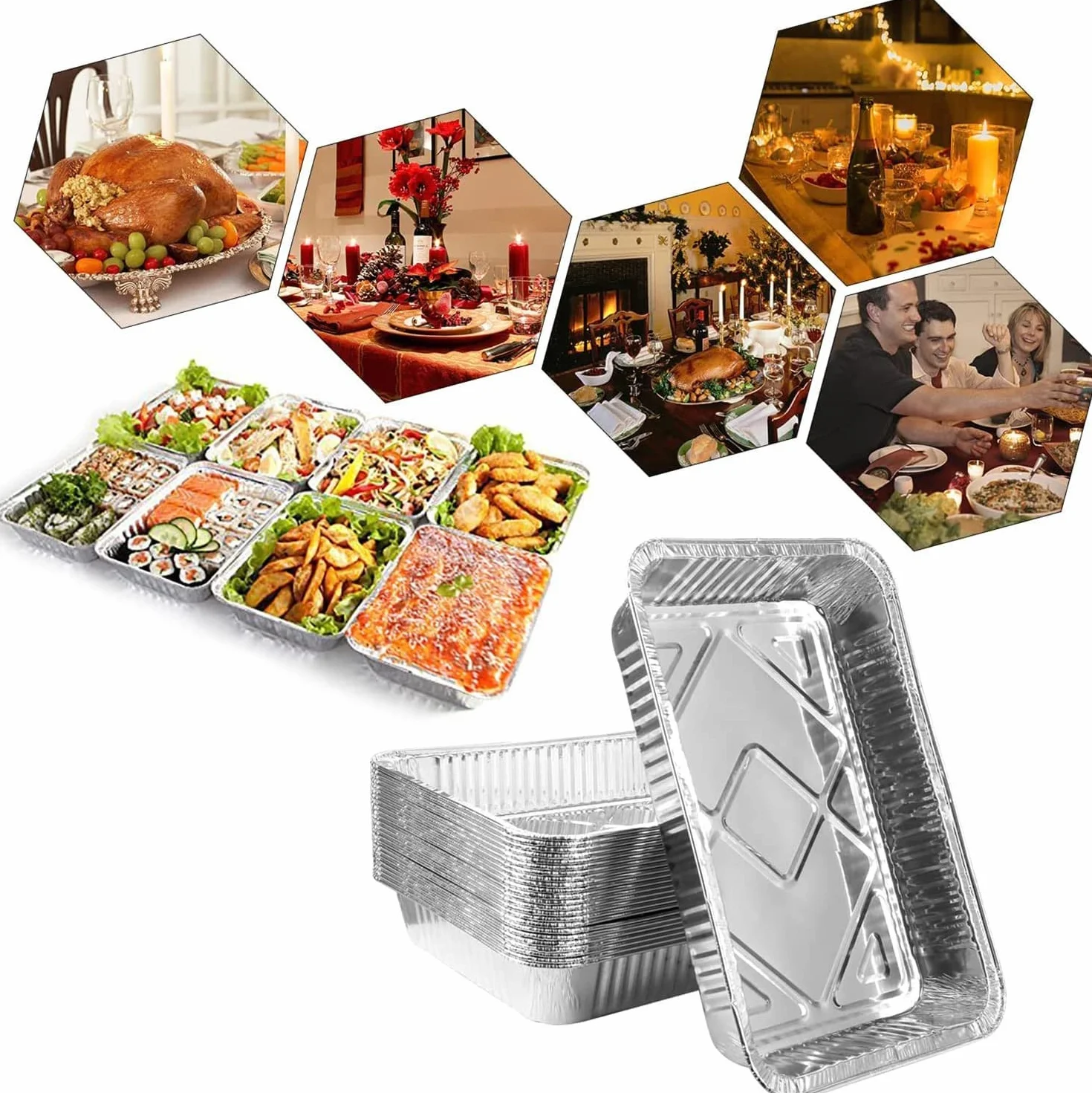 LATRAT 25 sztuk aluminiowych misek do grillowania, jednorazowych misek aluminiowych, bez pokrywki, na resztki, grill, ciasto, owoce i warzywa, 21,6 x 14,7 x 3,5 cm