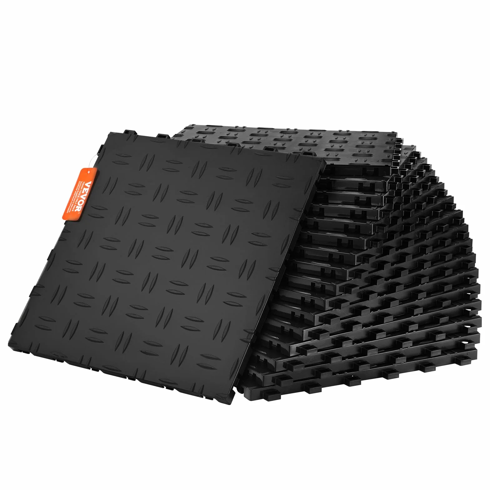 VEVOR Płytki garażowe z blokadą 30x30x1,3 cm 50 szt. antypoślizgowe dwustronne czarne