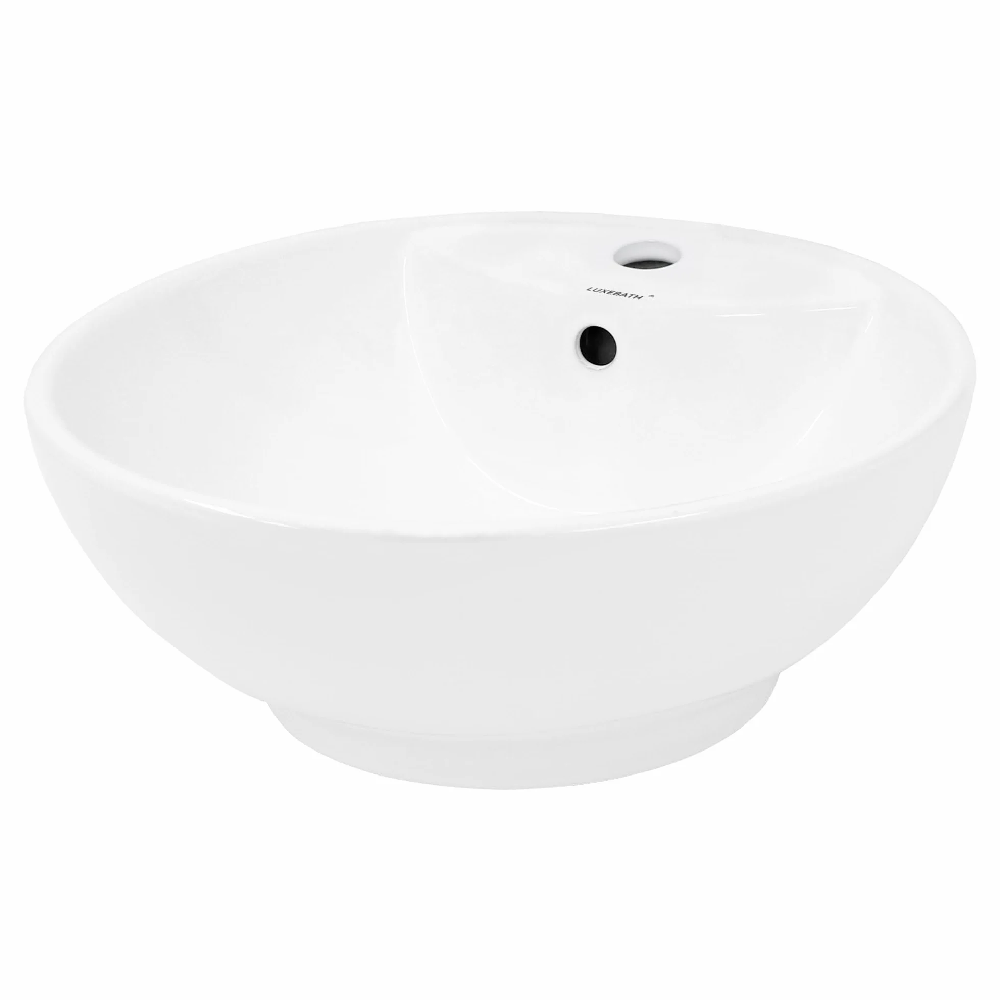 LuxeBath Design umywalka podumywalkowa ceramiczna okragla biala Ø455x185 mm elegancka umywalka nablatowa reczna wodospadowa nowoczesna trwala latwa w czyszczeniu do lazienki i toalety goscinnej