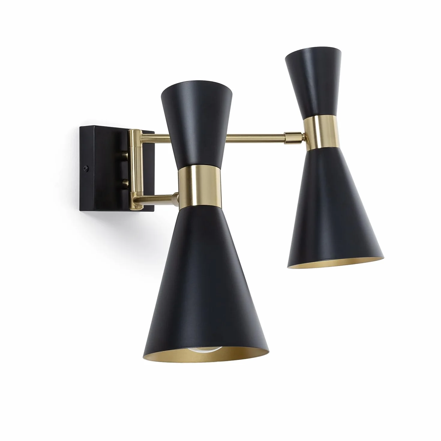 LEDKIA LIGHTING Lampa Ścienna z Ruchomą Głowicą Metal 2 Reflektory Jigger Czarny E27