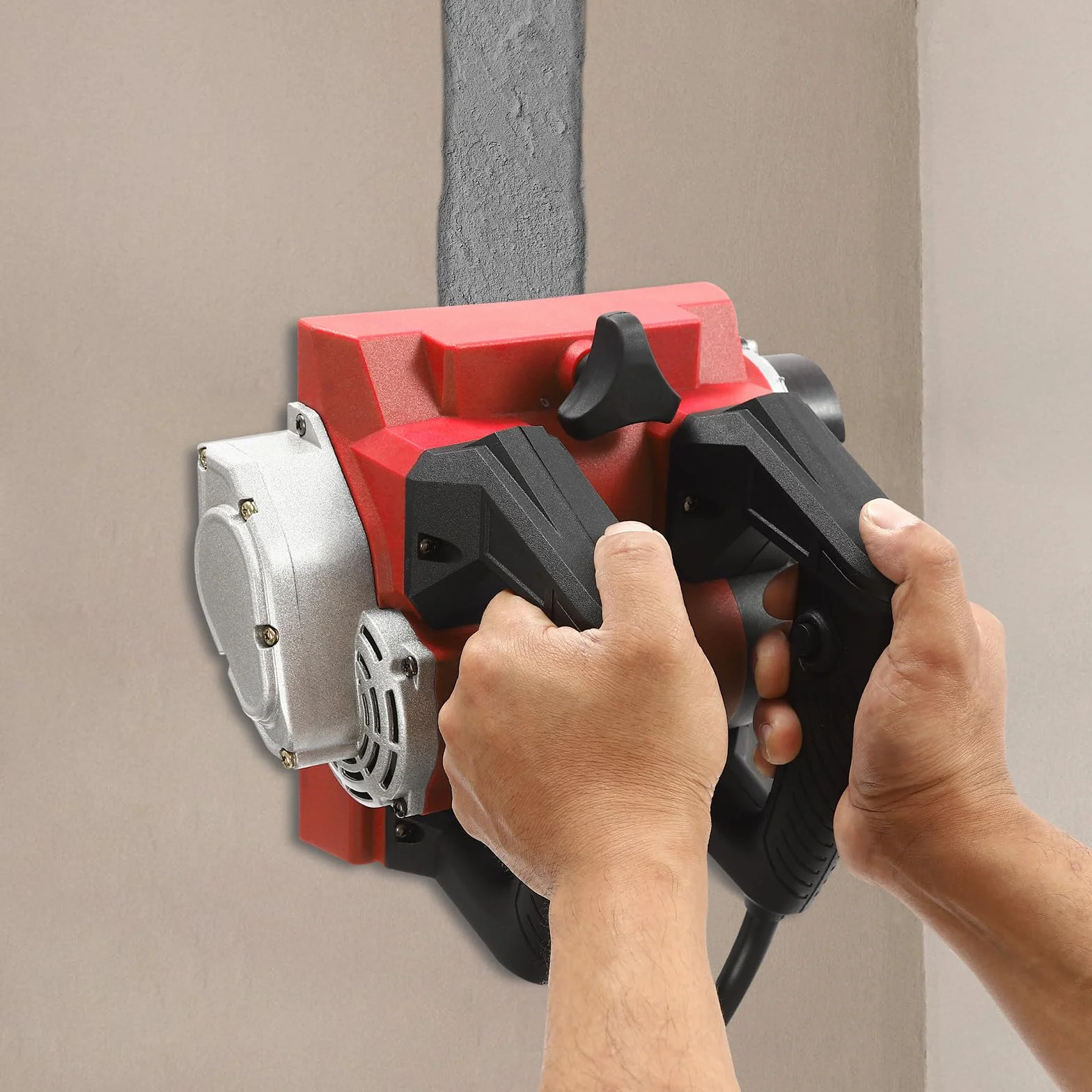 Elektryczna strug ścienny, frezarka ścienna, szpachelka ścienna, 1300 W, elektryczna strug ręczny, przenośna strug walcowy z kablem i skrzynką narzędziową do łopatki szpachlowej, sztukaterii,