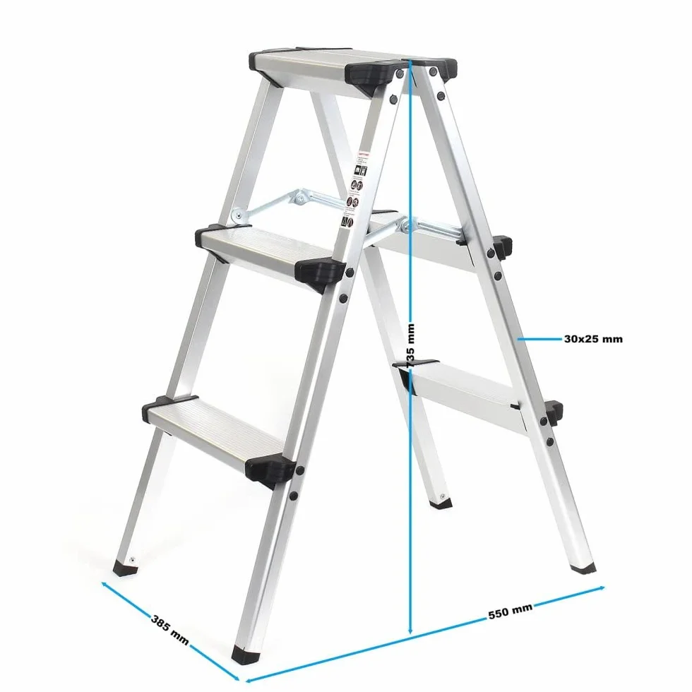 TREPPE Aluminiowa drabina składana dwustronna nożycowa 3 stopnie