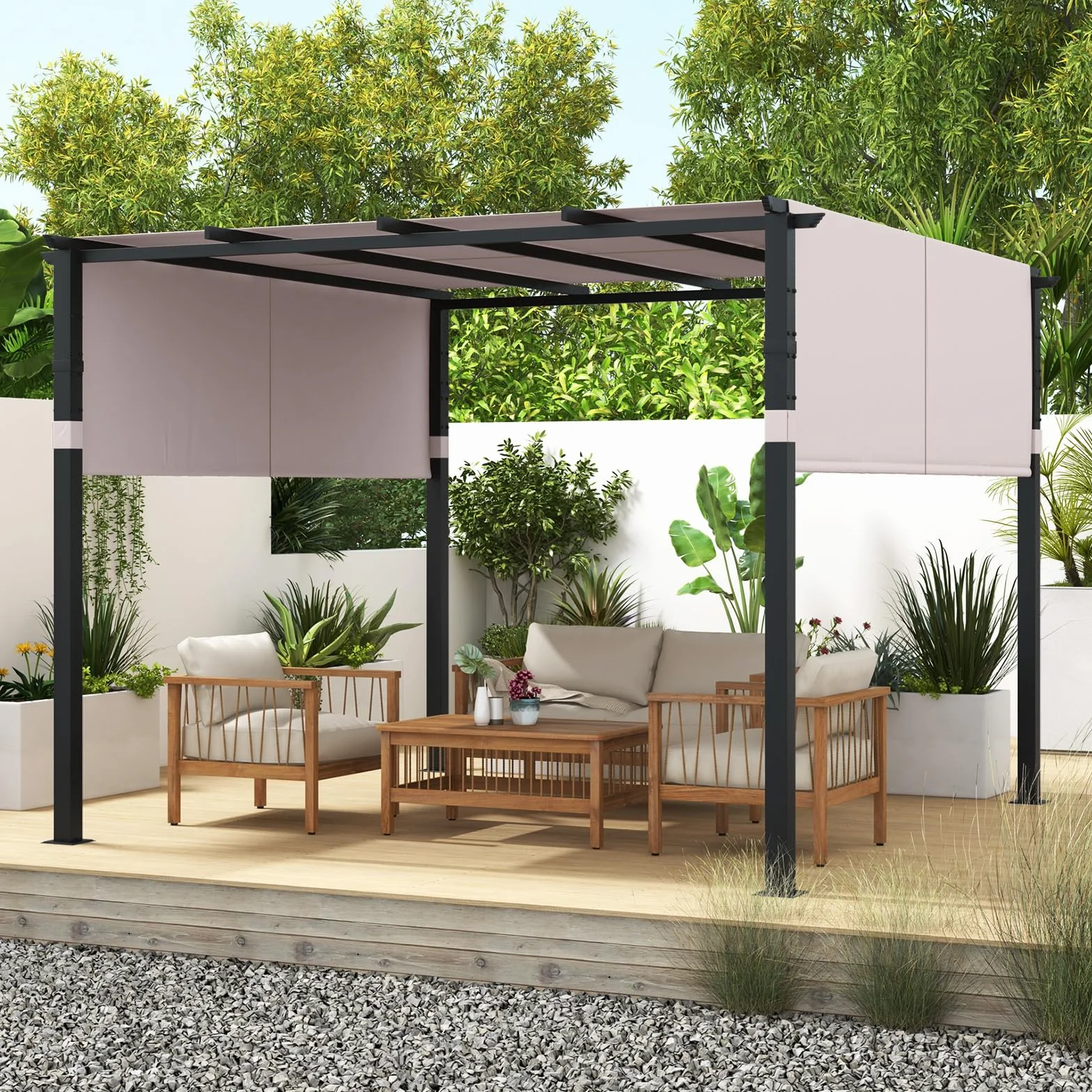COSTWAY Pergola 3,05 x 3,05 m z regulowanymi dachami wodoszczelna metalowe kolumny