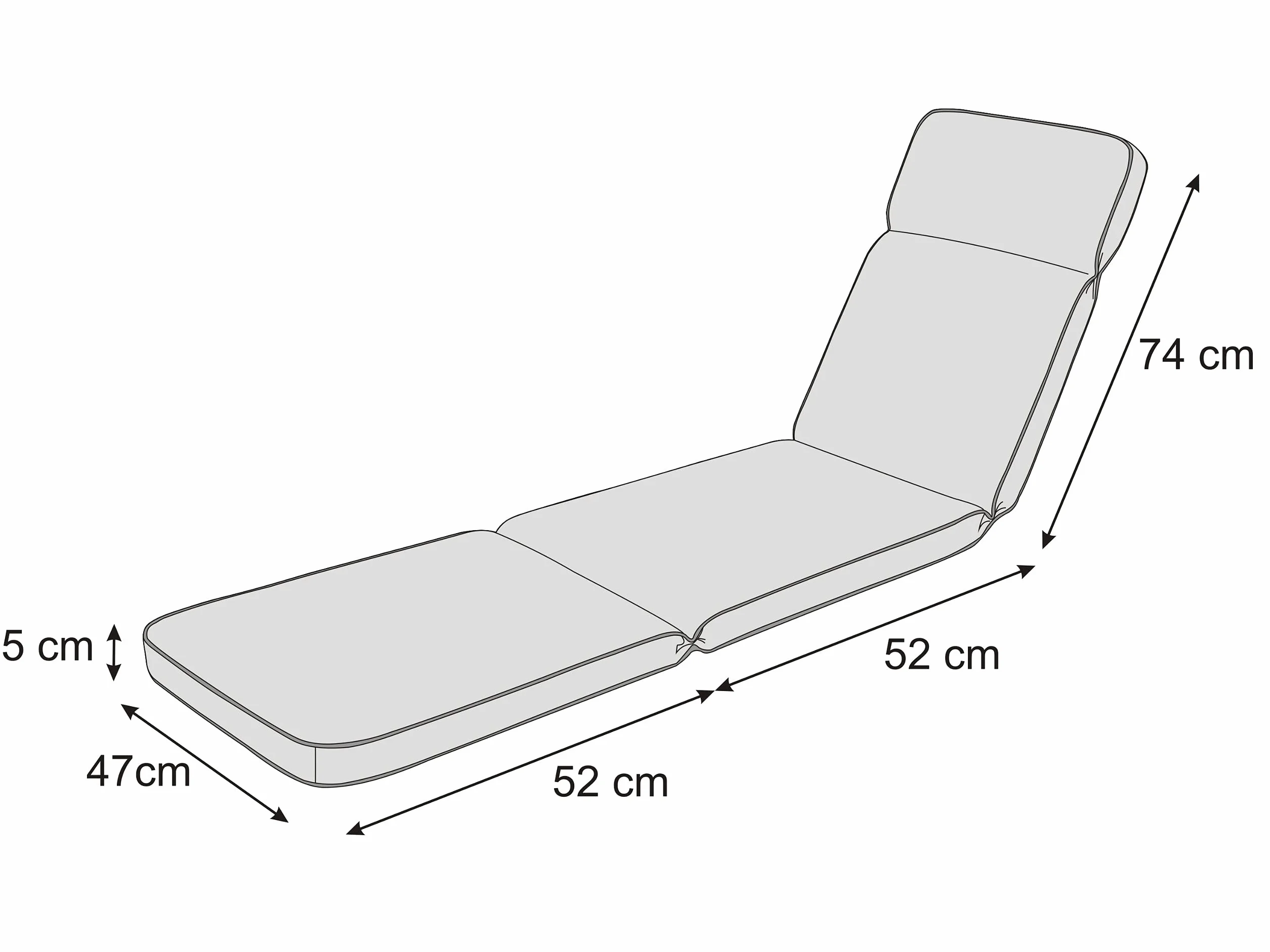 PillowPrim Nakładka na leżak ogrodowy 178 x 47 cm, grubość 5 cm, poduszka na leżak