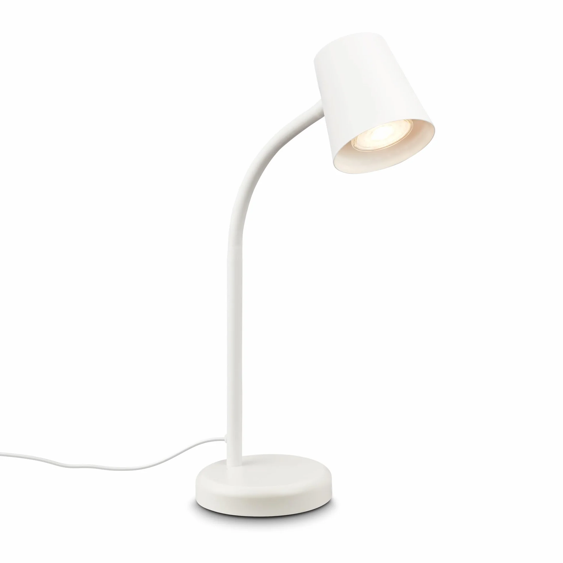 BRILONER – Lampka nocna, lampa biurkowa, obrotowa, lampa stołowa GU10 do domowego biura z przełącznikiem kablowym, lampka do czytania, biała