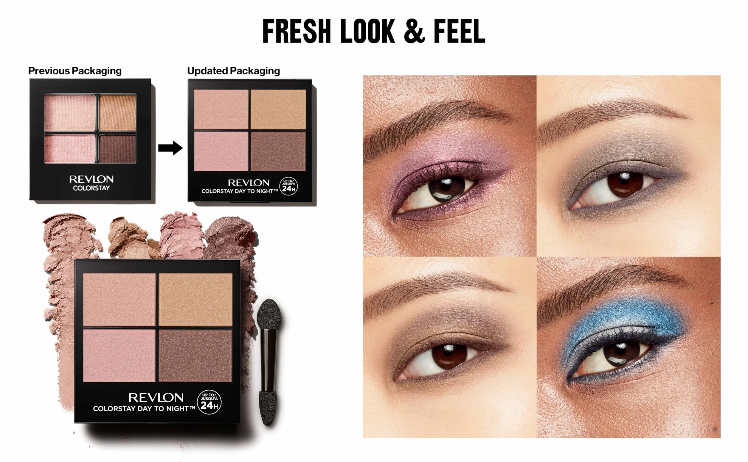 Revlon ColorStay Day to Night Eyeshadow Quad, 16HR Wear (4,8g) Matowe i błyszczące wykończenie, oszałamiający (570) Unisex