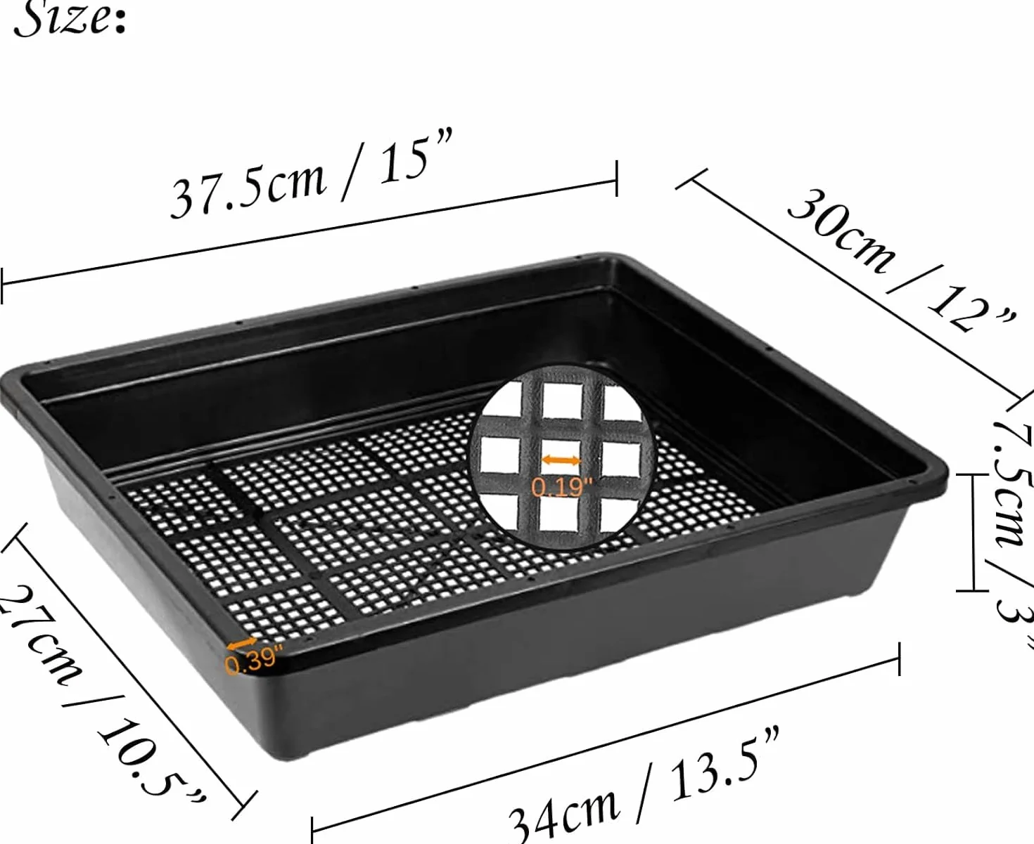 BeGrit 5-pak tacek na nasiona ogrodowa taca do sadzenia z dnem siatkowym 37,5x30x7,5 cm plastikowe tace do doniczek wielokrotnego użytku