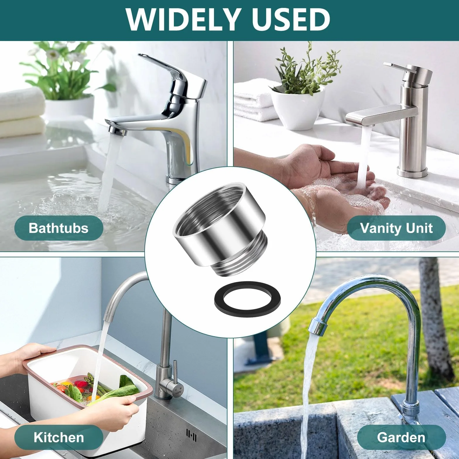 Adapter do kranu, 16 sztuk, adapter gwintowany do filtra wody, mosiądz, adapter gwintowany do gwintu zewnętrznego, podwójny gwint, kran, napowietrzacz, przyłącze do kuchni, węża ogrodowego