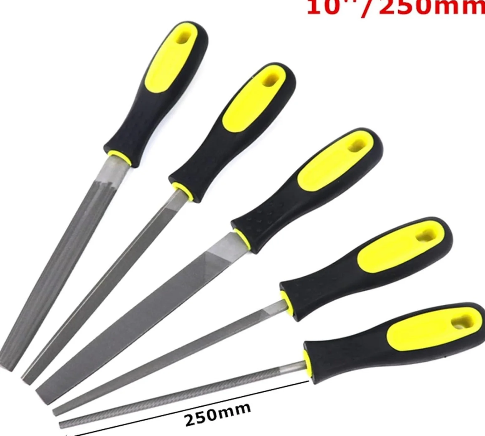 Pilnik metalowy, zestaw pilników igłowych, 5 szt. Pilnik do drewna Zestaw pilników metalowych 6''/8''/10'' Płaski/trójkątny/okrągły/kwadratowy/półokrągły Pilniki stalowe Rzemieślnicze narzędzia do obr