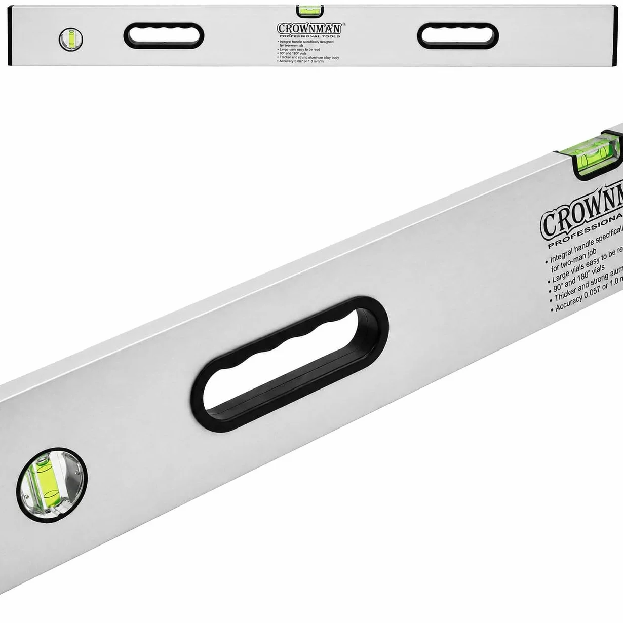 Poziomica aluminiowa budowlana 150 cm, 3 libelle, precyzyjne narzędzie pomiarowe do poziomowania, remontu, montażu i prac wykończeniowych