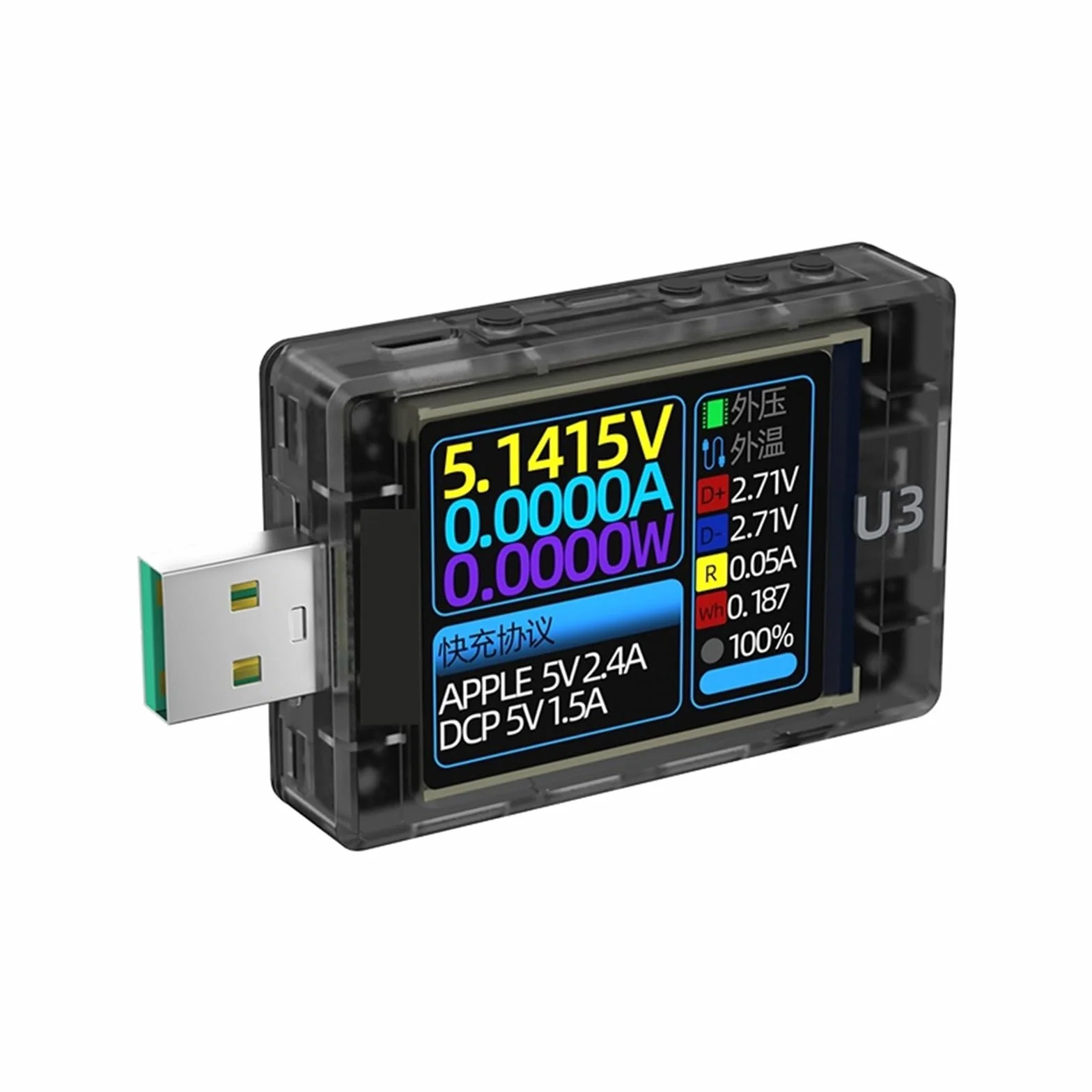 Tester USB U3 Aplikacja Na Komputer USB Tester Miernik Napięcia Prądu QC5 PD3.0 2.0 PPS Protokół Szybkiego Ładowania Pojemność Monitor Wyzwalacza PD(Bluetooth Grey)