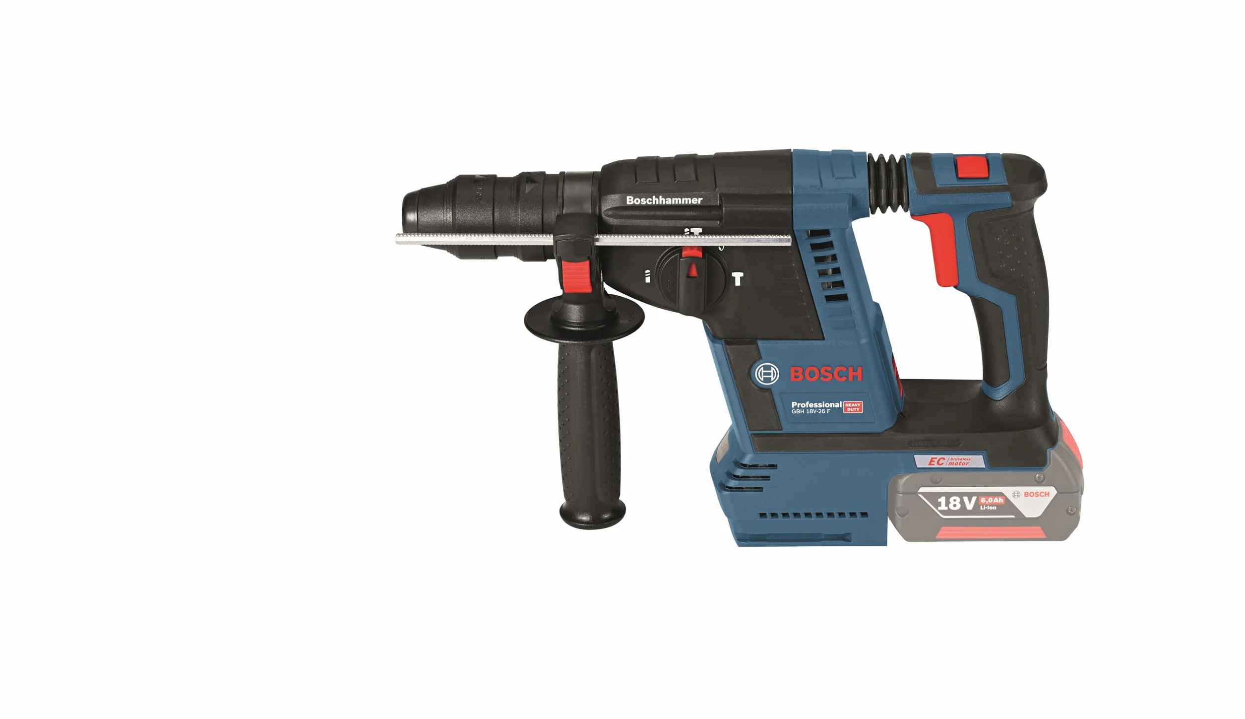 Bosch Professional system 18V: akumulatorowy młot udarowo-obrotowy GBH 18V-26 F (2 akumulatory ProCORE18V 5.5 Ah, ładowarka GAL 1880 CV, walizka L-BOXX)