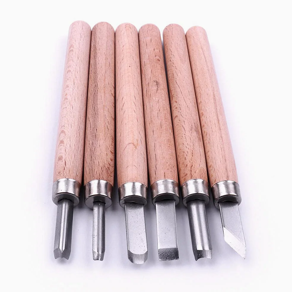Narzędzia Rzeźbiarskie Dłuta Do Drewna Narzędzia Rzeźbiarskie Dłuto 6 Sztuk Profesjonalny Wood Carving Hand Dusterworking Dustel Dutór Zestaw Narzędzi