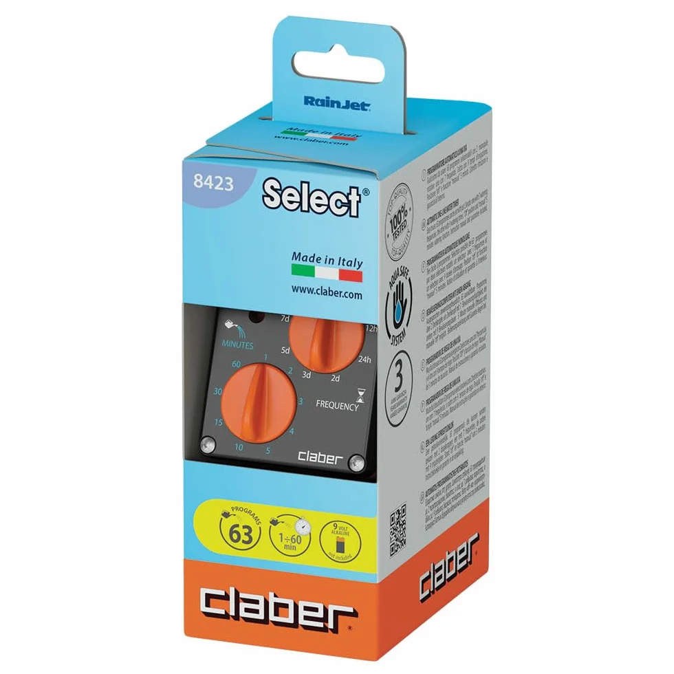 Claber 8423 Aquauno Select elektroniczny komputer wodny czarny pomarańczowy szary