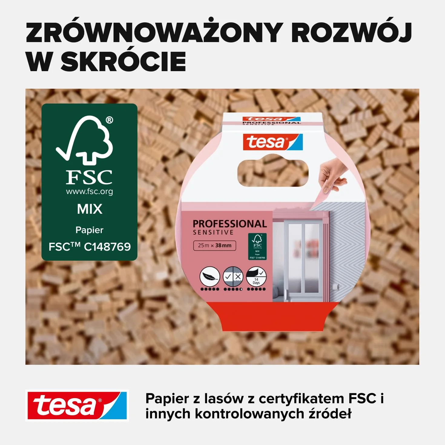 tesa taśma malarska do stosowania na tapetach i innych delikatnych powierzchniach - cienka taśma maskująca do precyzyjnego zabezpieczania delikatnych powierzchni wewnątrz pomieszczeń - 25m x 38mm