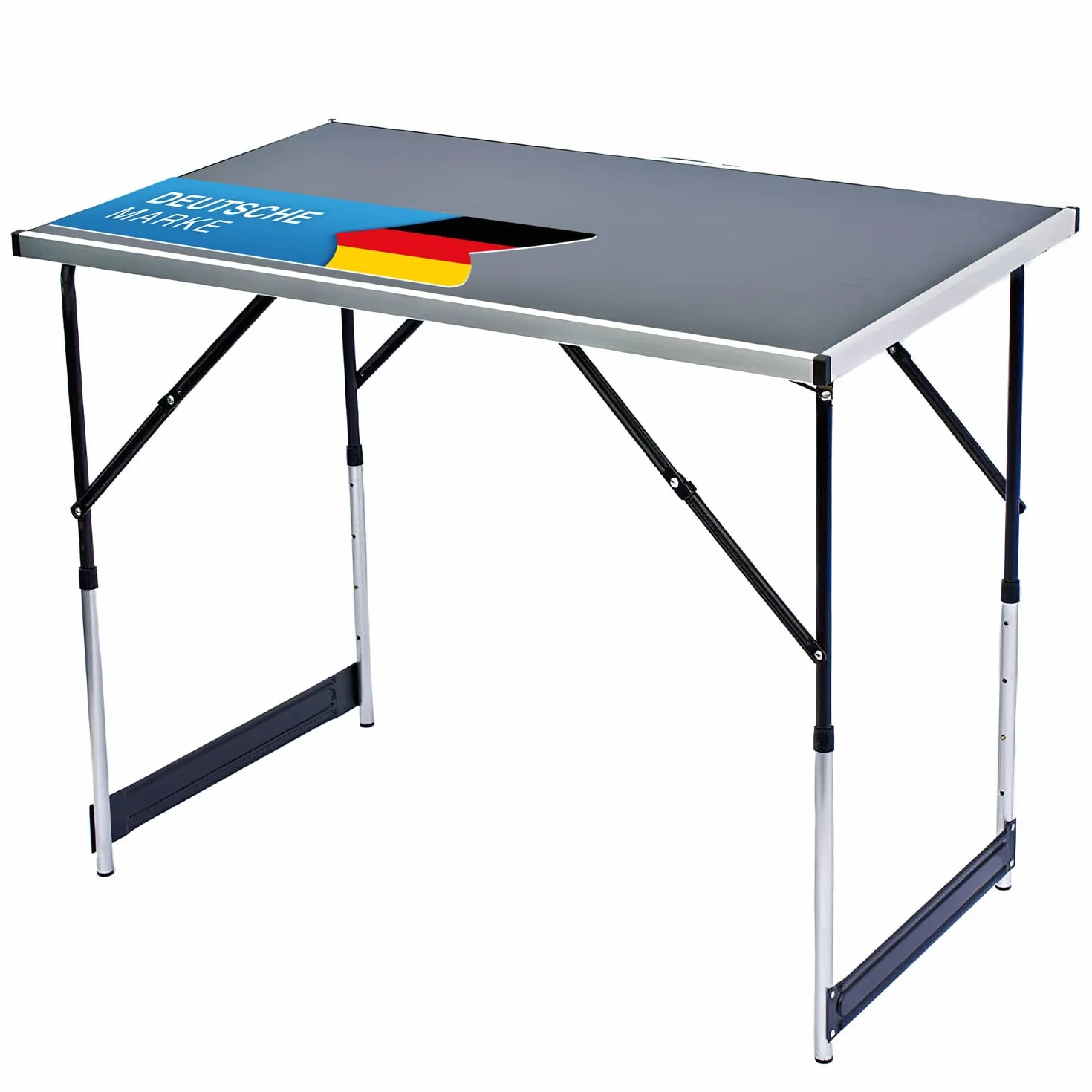 stół wielofunkcyjny kempingowy tapetowy stół rynkowy regulowana wysokość boczny do kempingu w ogrodzie na festiwale rynki i więcej (Czarny: 100 X 60 Cm)
