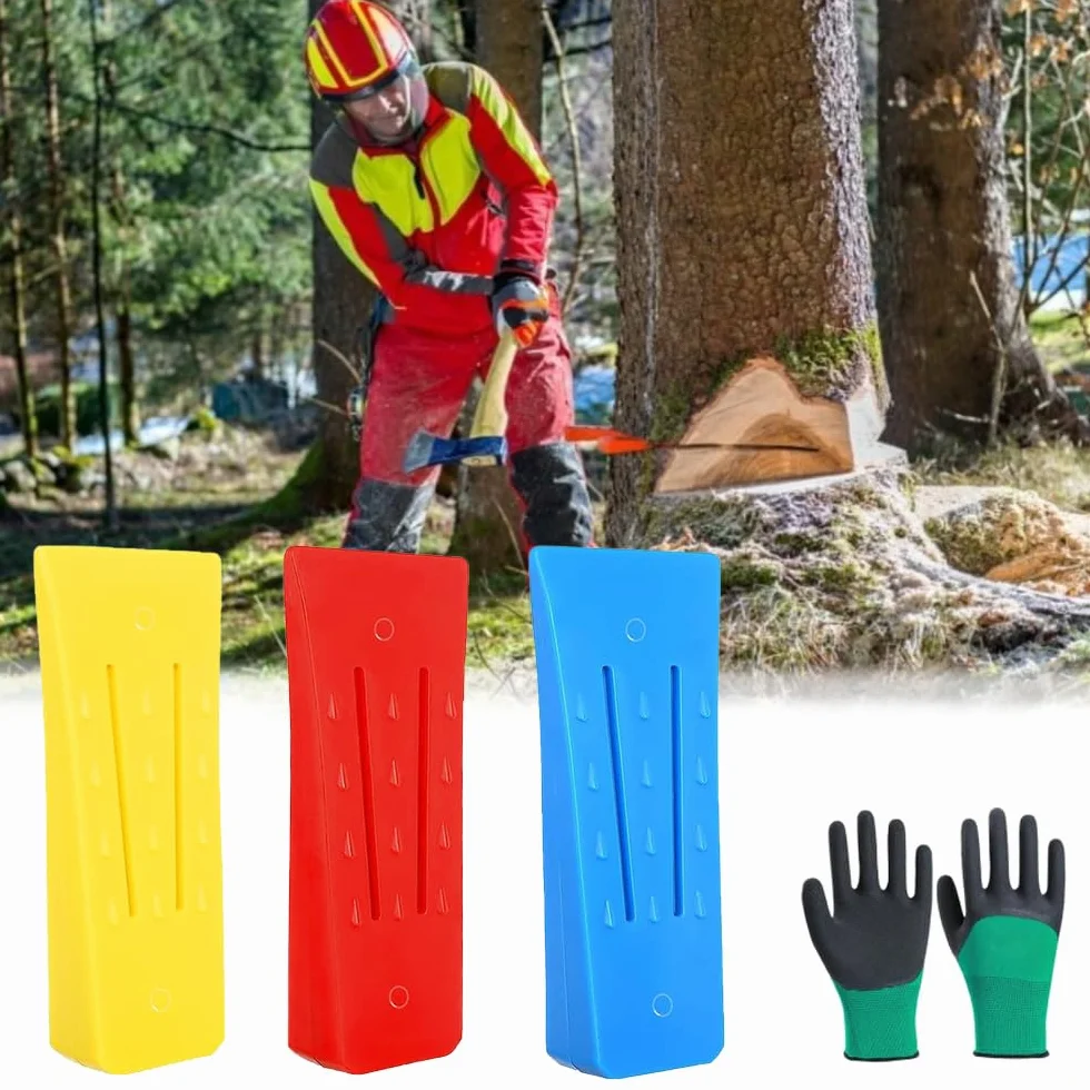 Zestaw klinów do cięcia drewna 15 cm z rękawiczkami i torbą