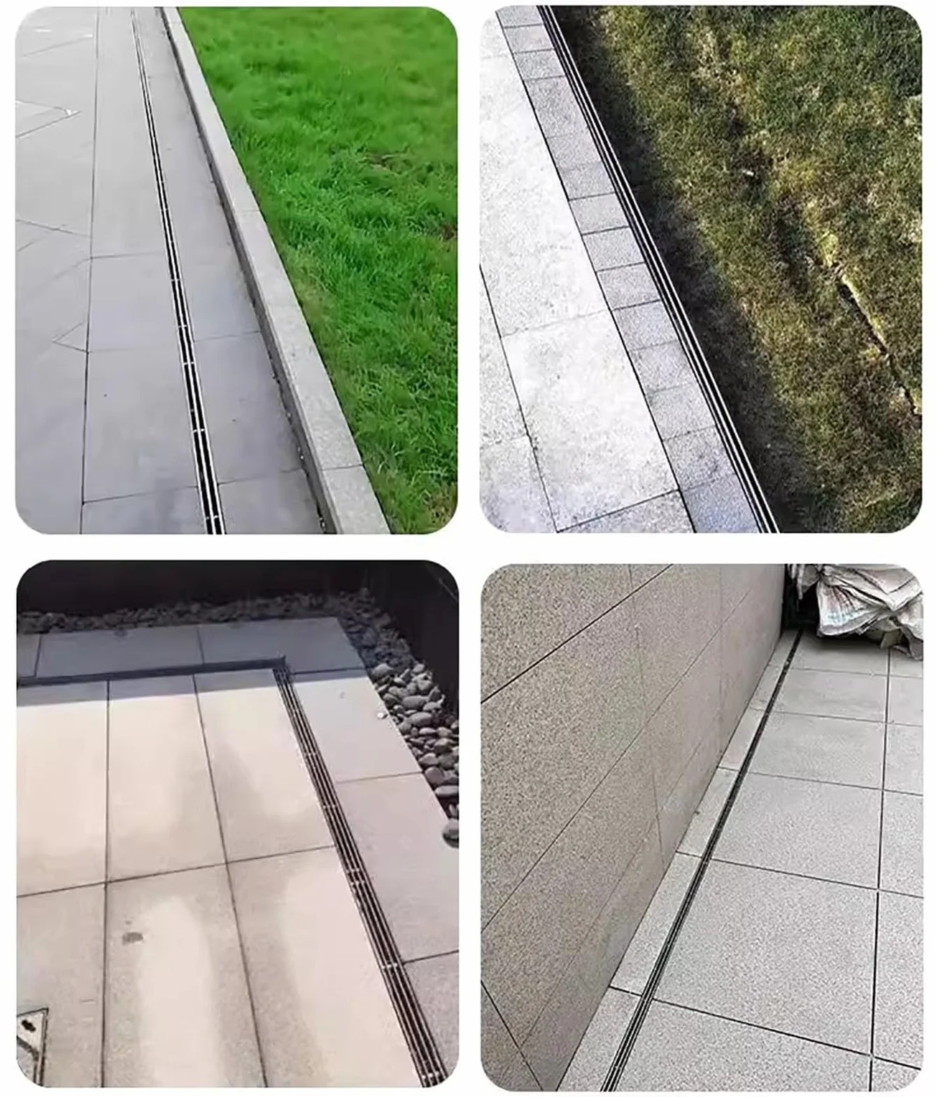 Liniowy odpływ prysznicowy, konfigurowalny system odpływowy ze zdejmowanym rusztem ze stali nierdzewnej na podjazd, podwórko, park, plac - 22 x 10 x 100 cm / 8,7 x 3,9 x 39,4 cala