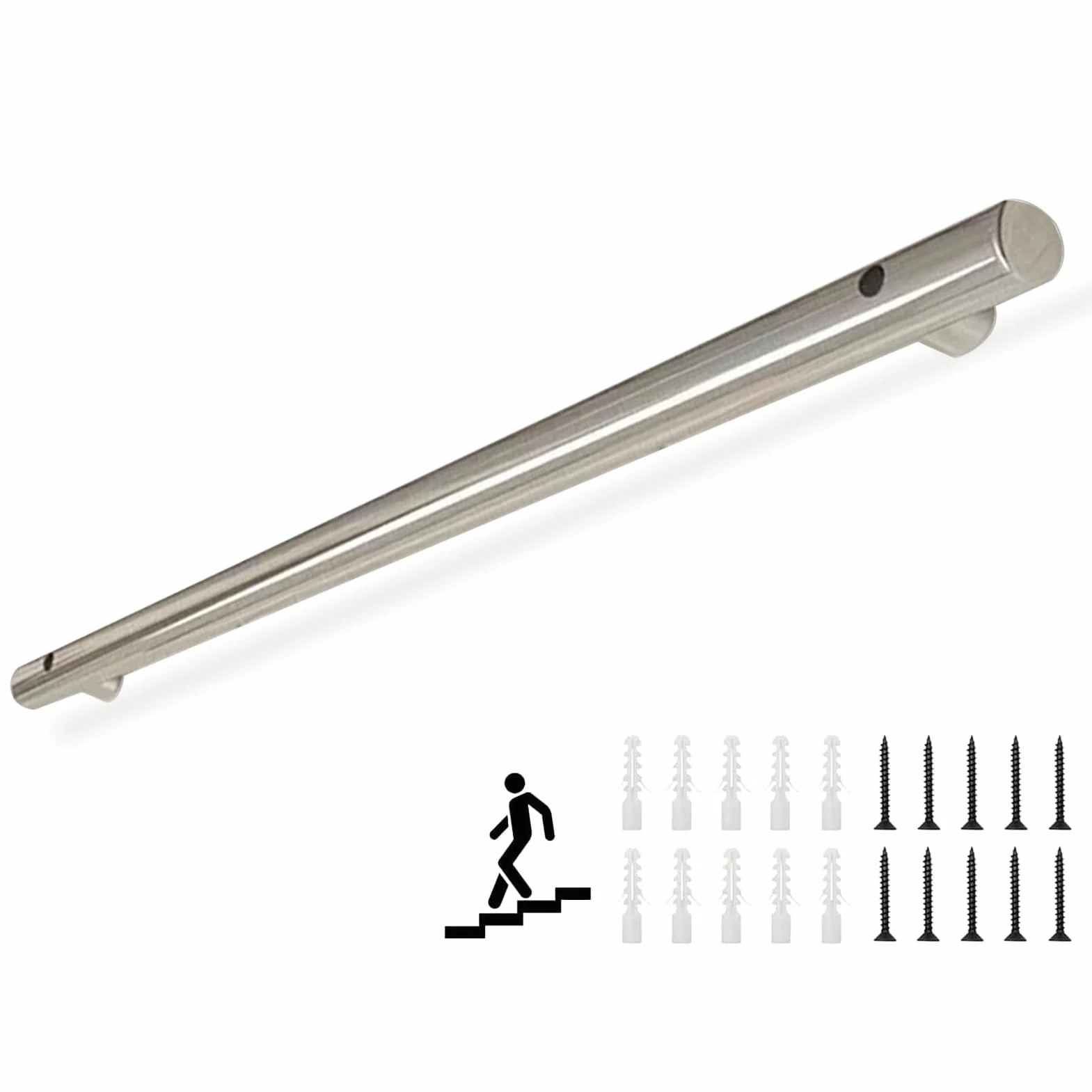 Wsporniki schodów ze stali nierdzewnej – wspornik balustrady wewnętrznej/zewnętrznej antypoślizgowy uchwyt 350 cm bezpieczeństwo na schodach mocna konstrukcja montażu ściennego