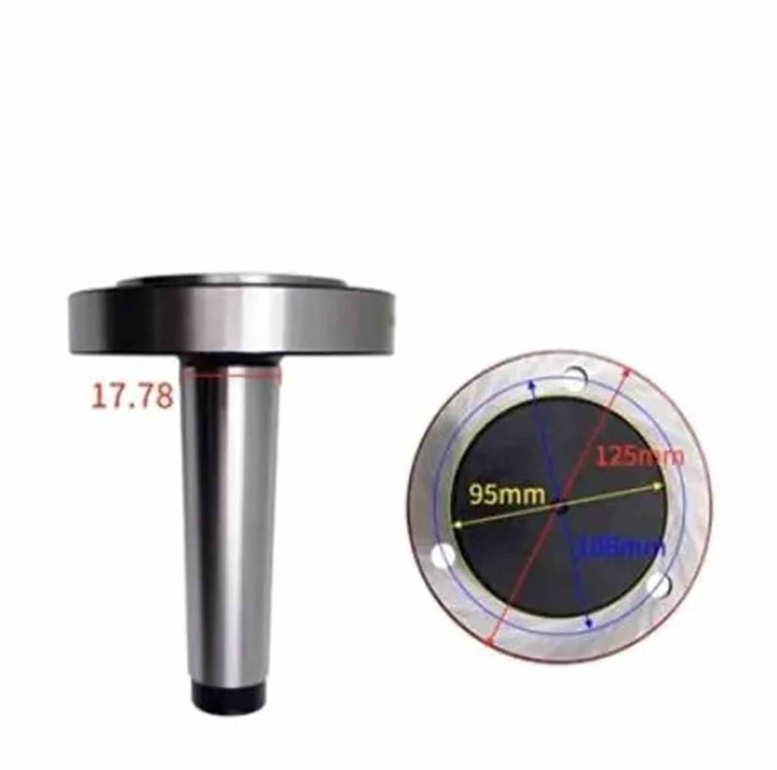 Adapter uchwytu tokarskiego 125 mm — chwyt kołnierzowy stożkowy MT2/MT3 do uchwytów 3-szczękowych i 4-szczękowych(Adapter Mt2-125)