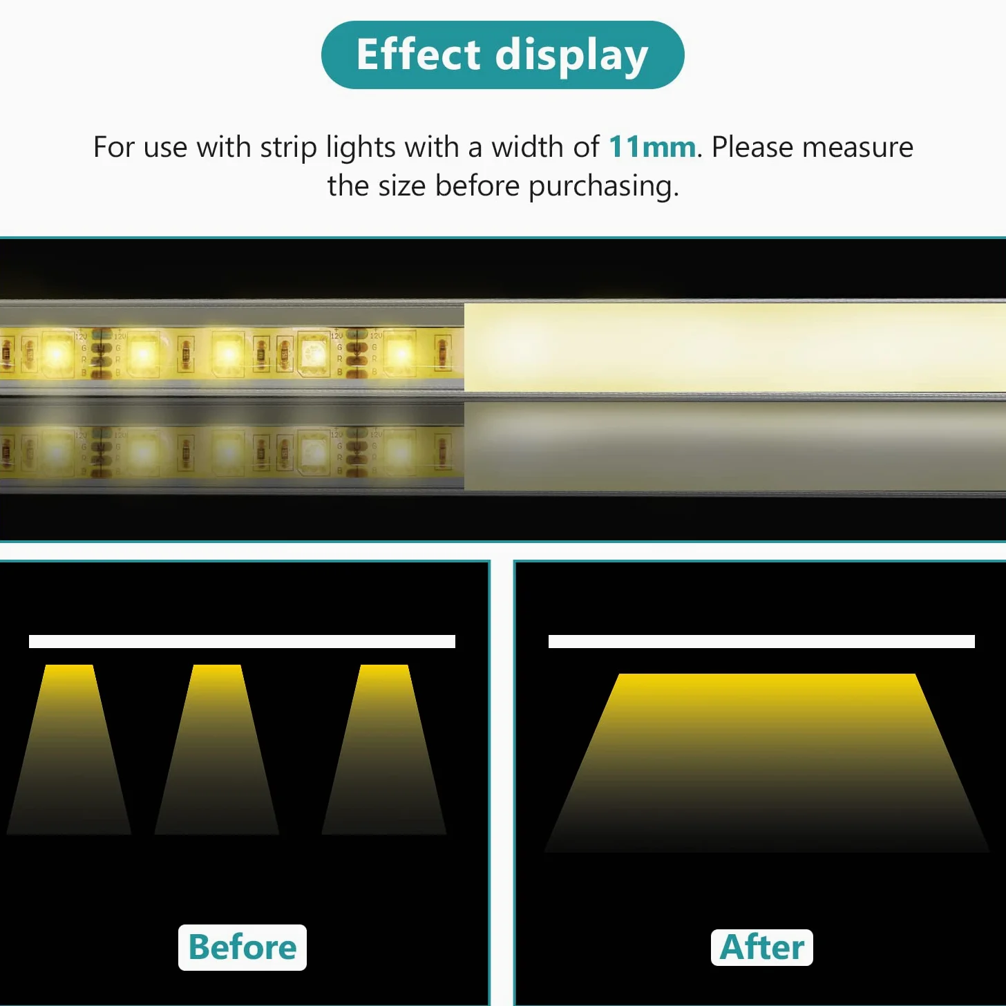 Sonnewelt 20 x 1 m profil LED aluminium, profil aluminiowy LED w kształcie litery V do taśm LED / pasków / pasków (1-11 mm) z osłoną, w zestawie zaślepki i klipsy montażowe do taśm LED