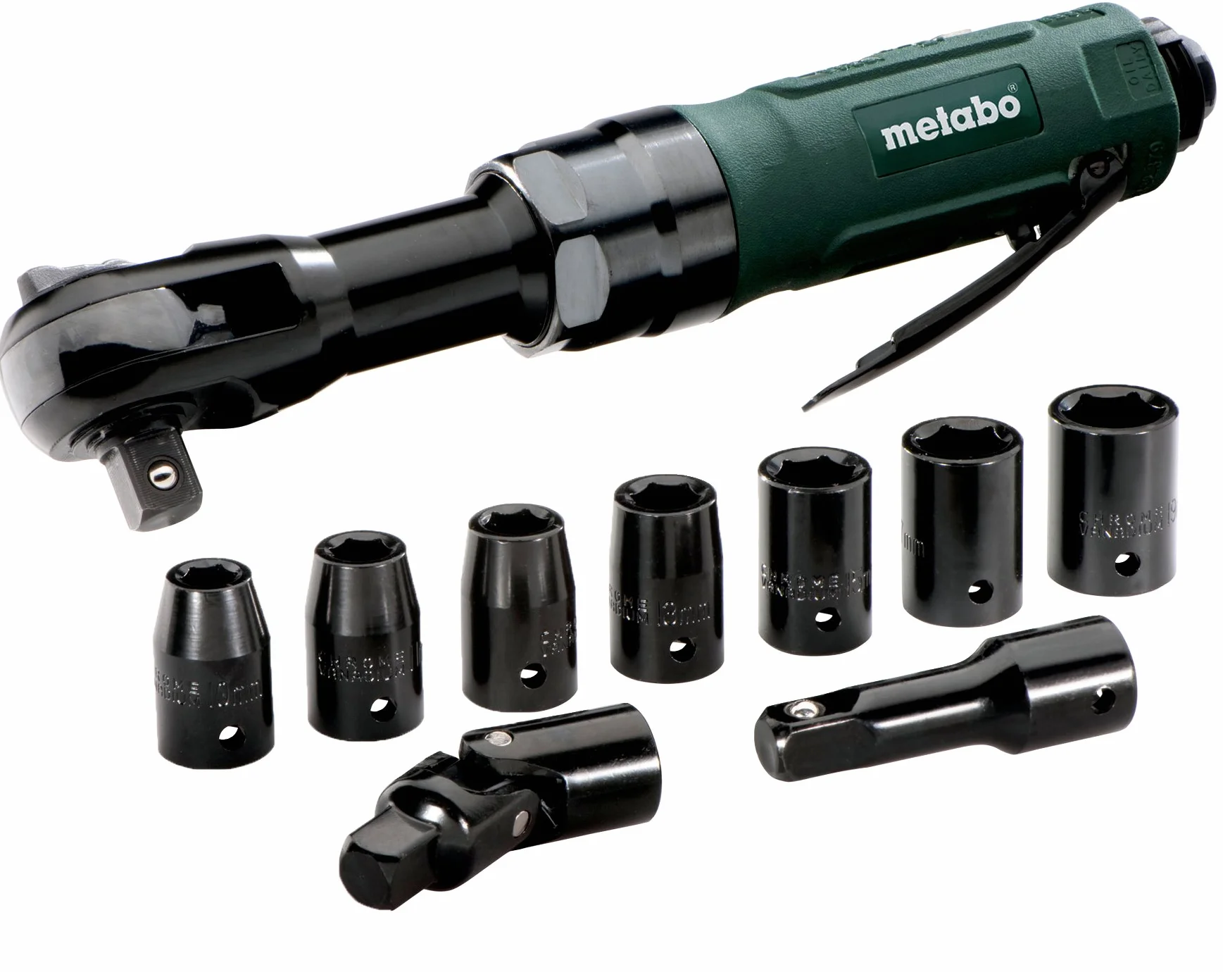 Metabo Śrubokręt pneumatyczny DRS 68 zestaw 1/2" (604119500) walizka z tworzywa sztucznego, ciśnienie robocze: 6,2 bar, zapotrzebowanie na powietrze: 220 l/min, uchwyt czworokątny: 1/2"