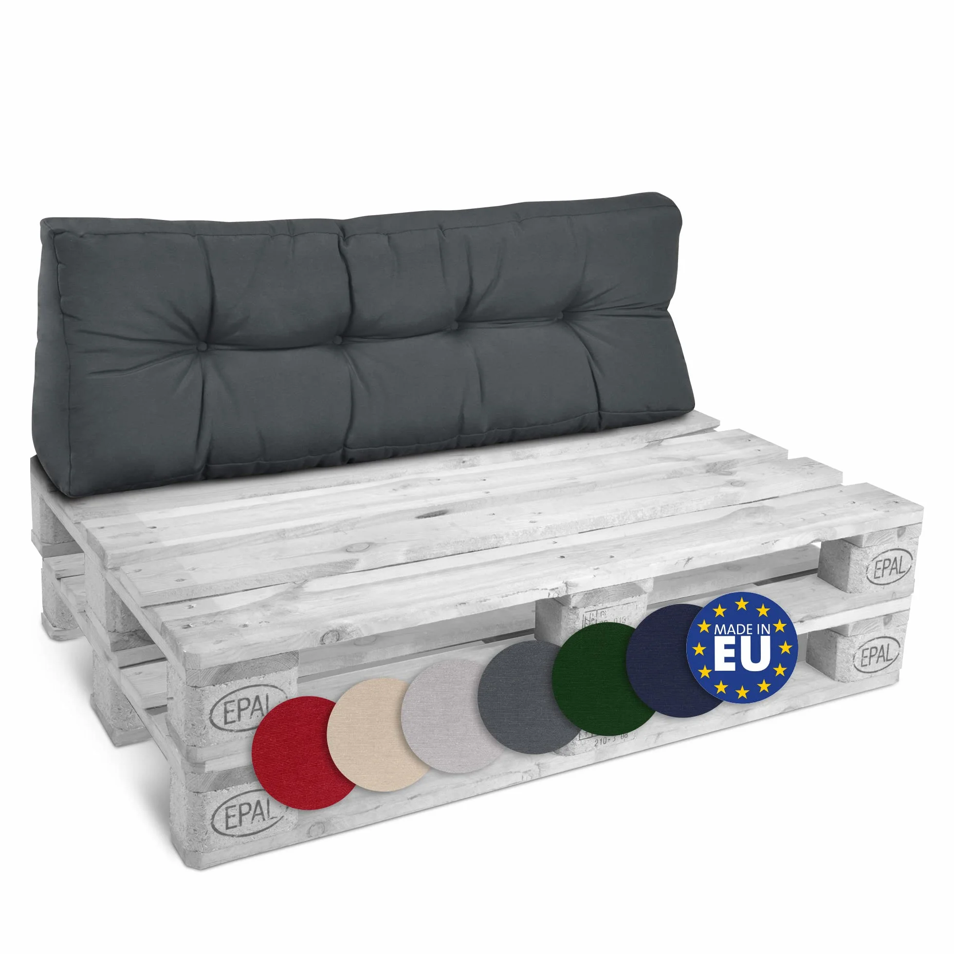 Beautissu Eco Style Poduszka na palety 120 x 40 x 15 cm Szara ciemnoszara