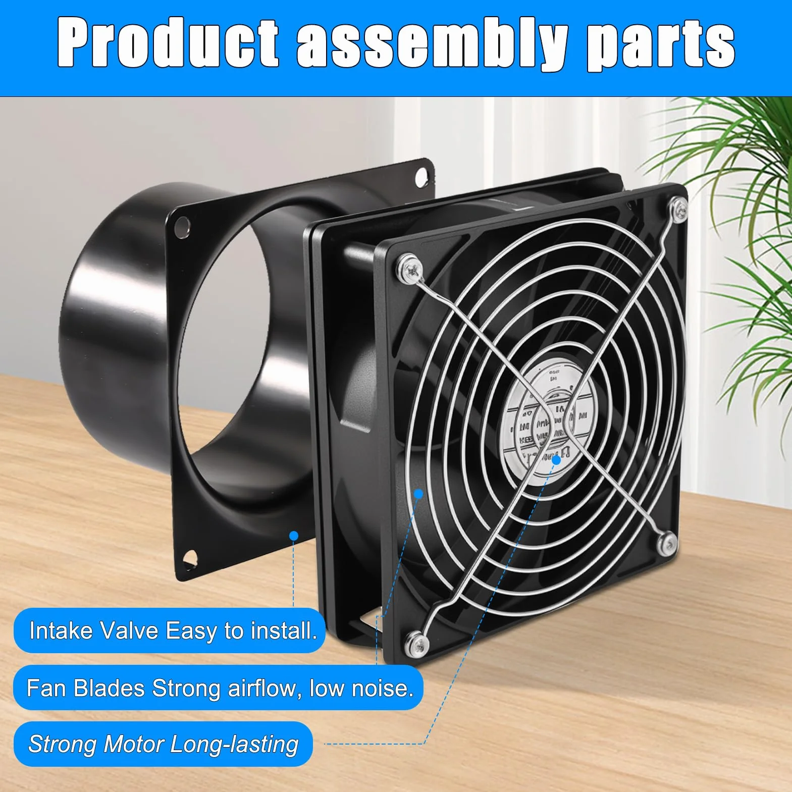 Joycabin Wentylator rurowy 100 mm, z regulatorem prędkości, odporny na wysokie temperatury, cichy wentylator do kuchni, WC, garażu, szklarni, cyrkulacji powietrza