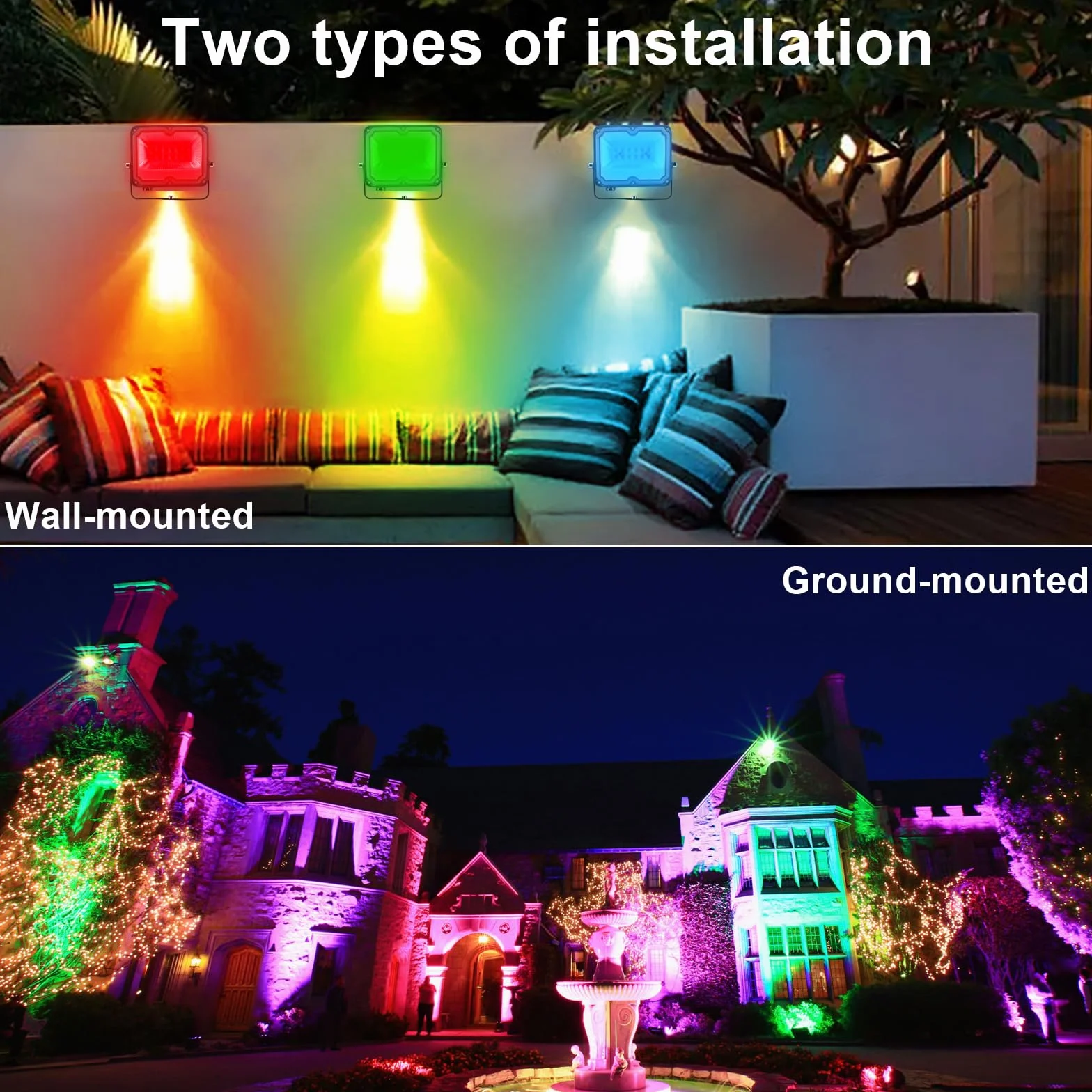 Zewnętrzny reflektor LED BOSITE, 10W kolorowy reflektor LED RGB z pilotem, kolorowy reflektor LED, 16 kolorów 4 tryby do ogrodu, krzewów, trawników, imprez - 4 sztuki