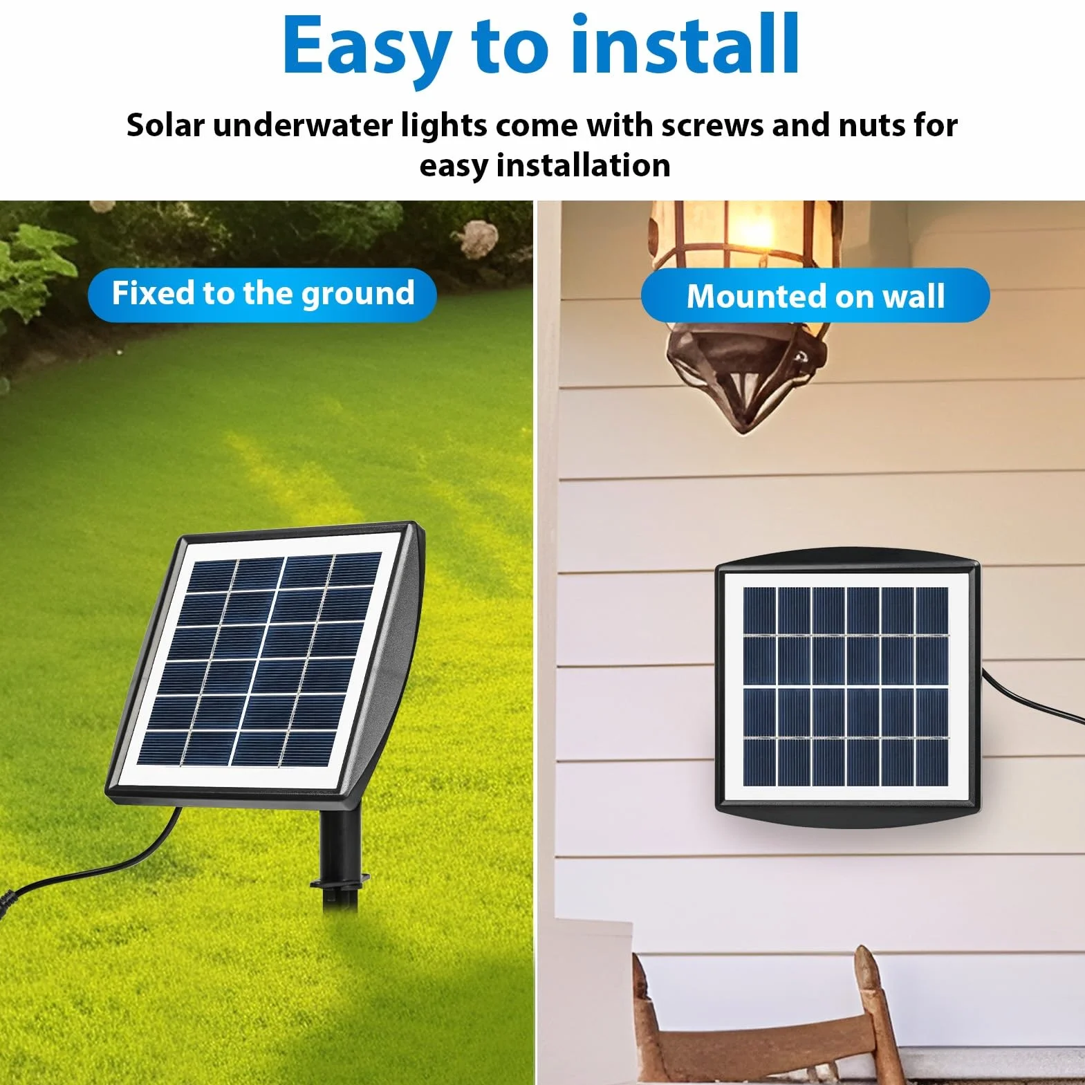 BuyWeek Lampy solarne do stawu, zanurzeniowe lampy LED do stawu, IP68, wodoodporna lampa podwodna RGB z 3 lampami, solarny projektor krajobrazowy do akwarium, ogrodu, basenu, fontanny