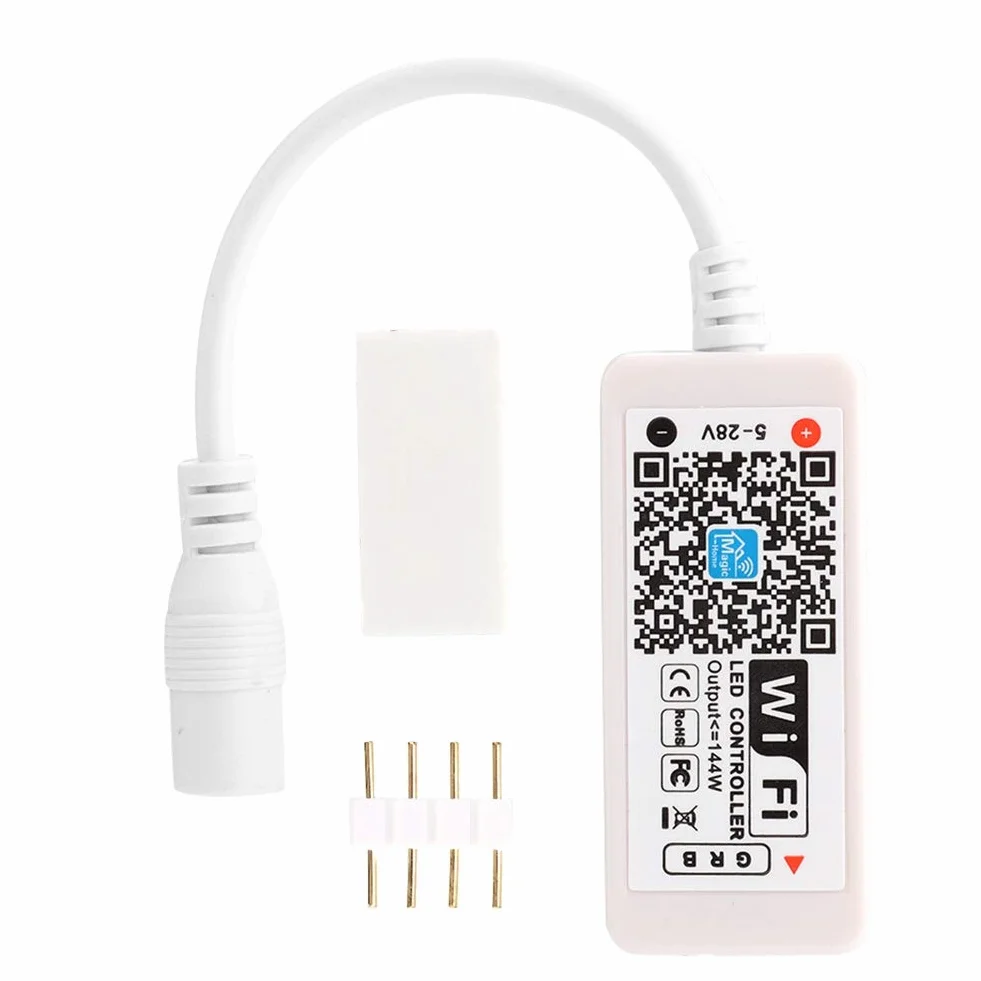 Kontroler LED WiFi, listwa świetlna RGB, sterowanie za pomocą aplikacji, zasięg 30 m, kompatybilny z systemem Android 4.3/iOS 7.0, inteligentne oświetlenie domu na imprezę, randkę, do kina domowego