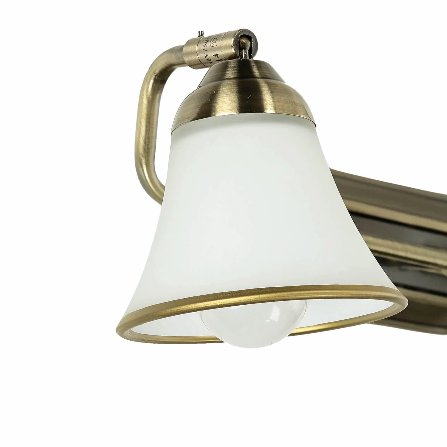 Lampa ścienna łazienkowa regulowana z przełącznikiem, oświetlenie lustra, secesyjne, obrotowe, brąz, niskie odblaski, szkło, 2 żarówki, E14, W:42 cm, kinkiet lustro