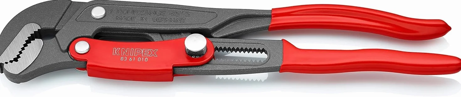 KNIPEX Klucz nastawny do rur ze szczękami typu S z przyciskiem szybkiej regulacji Malowane proszkowo, szare z tworzywa sztucznego, 83 61 010