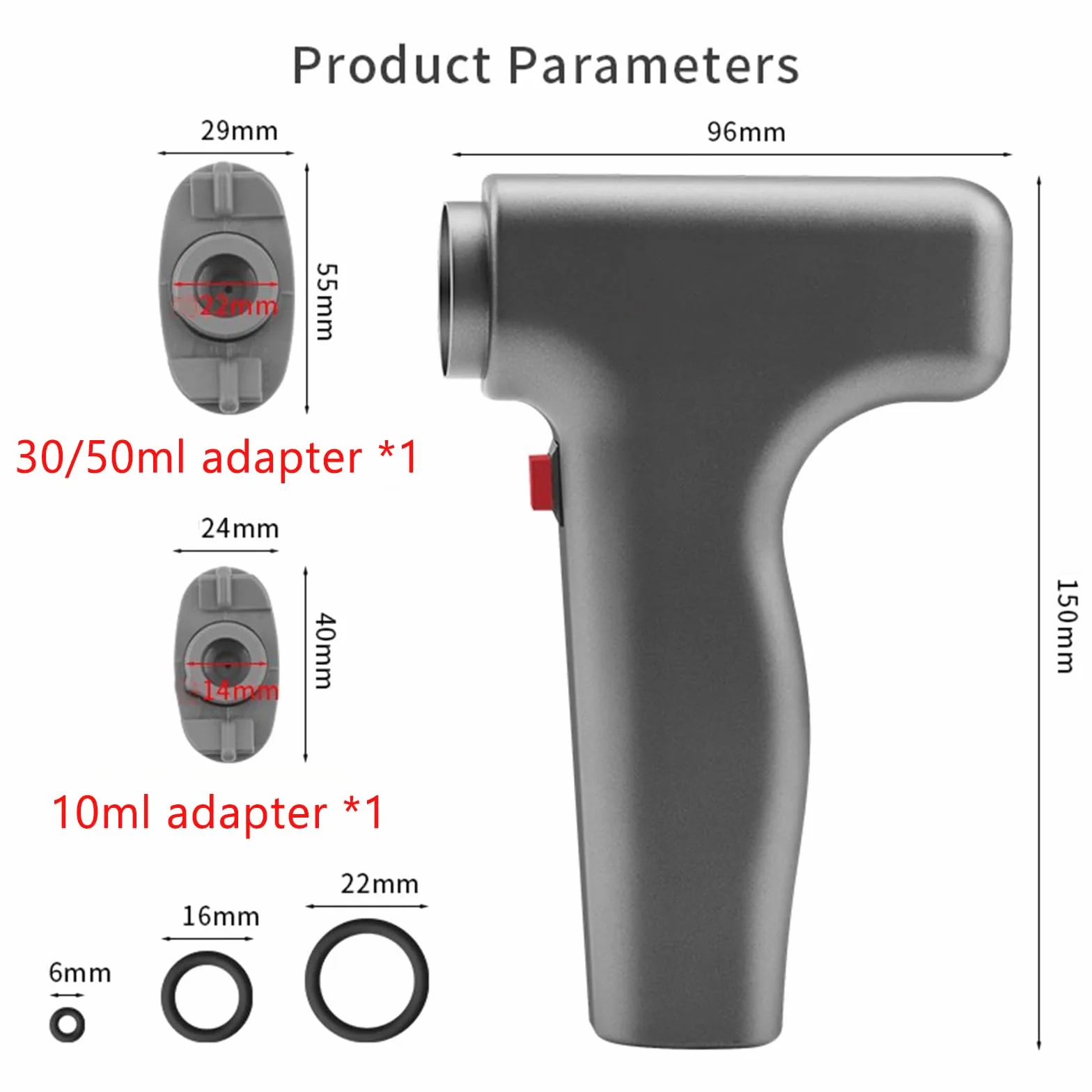 Elektryczny dozownik pistoletu do kleju, narzędzie do klejenia dozownika, adapter 30/50 ml x 1, adapter 10 ml x 1, dozowanie jednym przyciskiem, do rzemiosła, szybkiego wyciskania, wyciskania