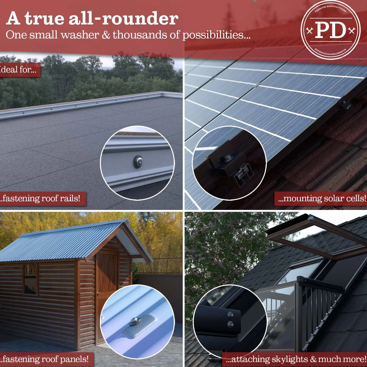 PD Podkładki M6 z uszczelką EPDM (6,8 x 16 mm) | Podkładki uszczelniające do śrub ze stali nierdzewnej A2 V2A | Do hydrauliki, wiertarki i wieczności | 50 sztuk