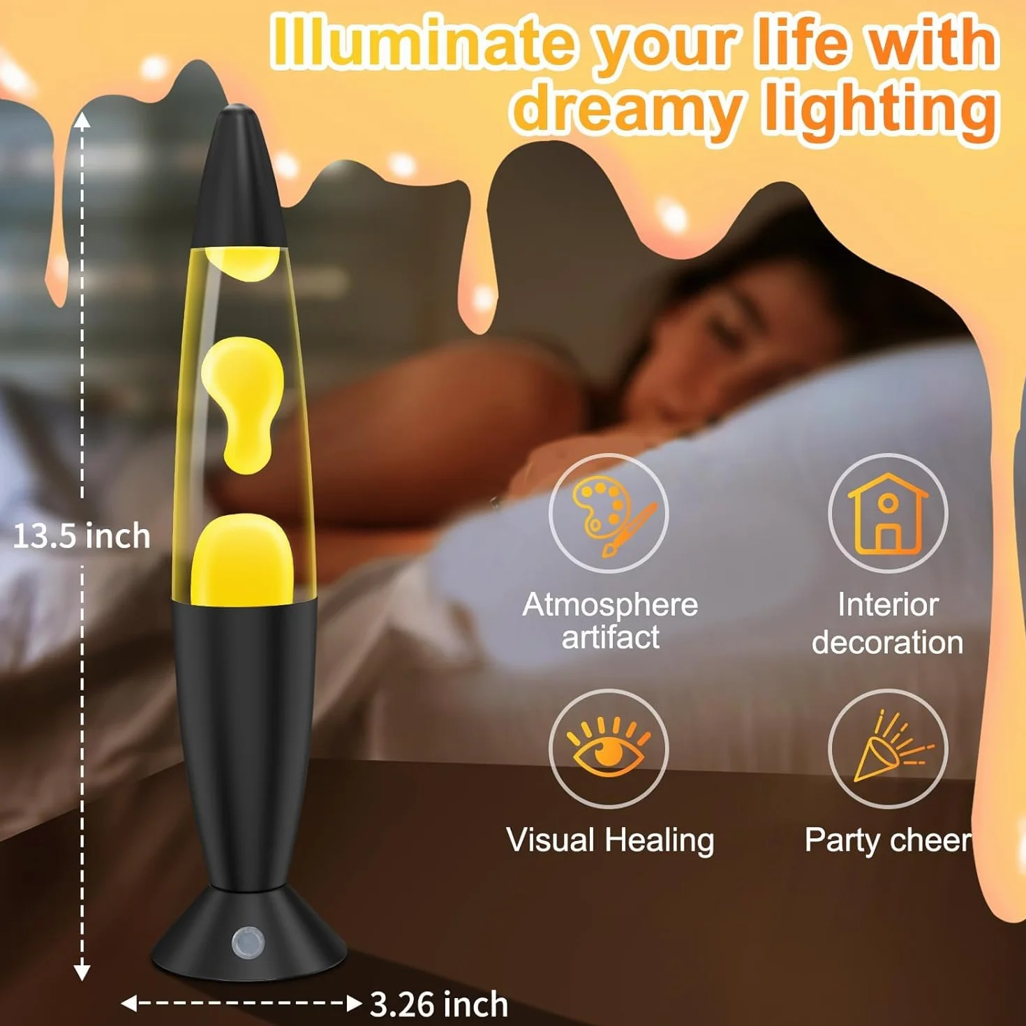 Lampa lawowa dla dzieci ze zmianą koloru, lampa lawowa, dla dorosłych, 17 kolorów, lampka nocna LED, relaksująca, idealna do sypialni, salonu, jako dekoracja domu