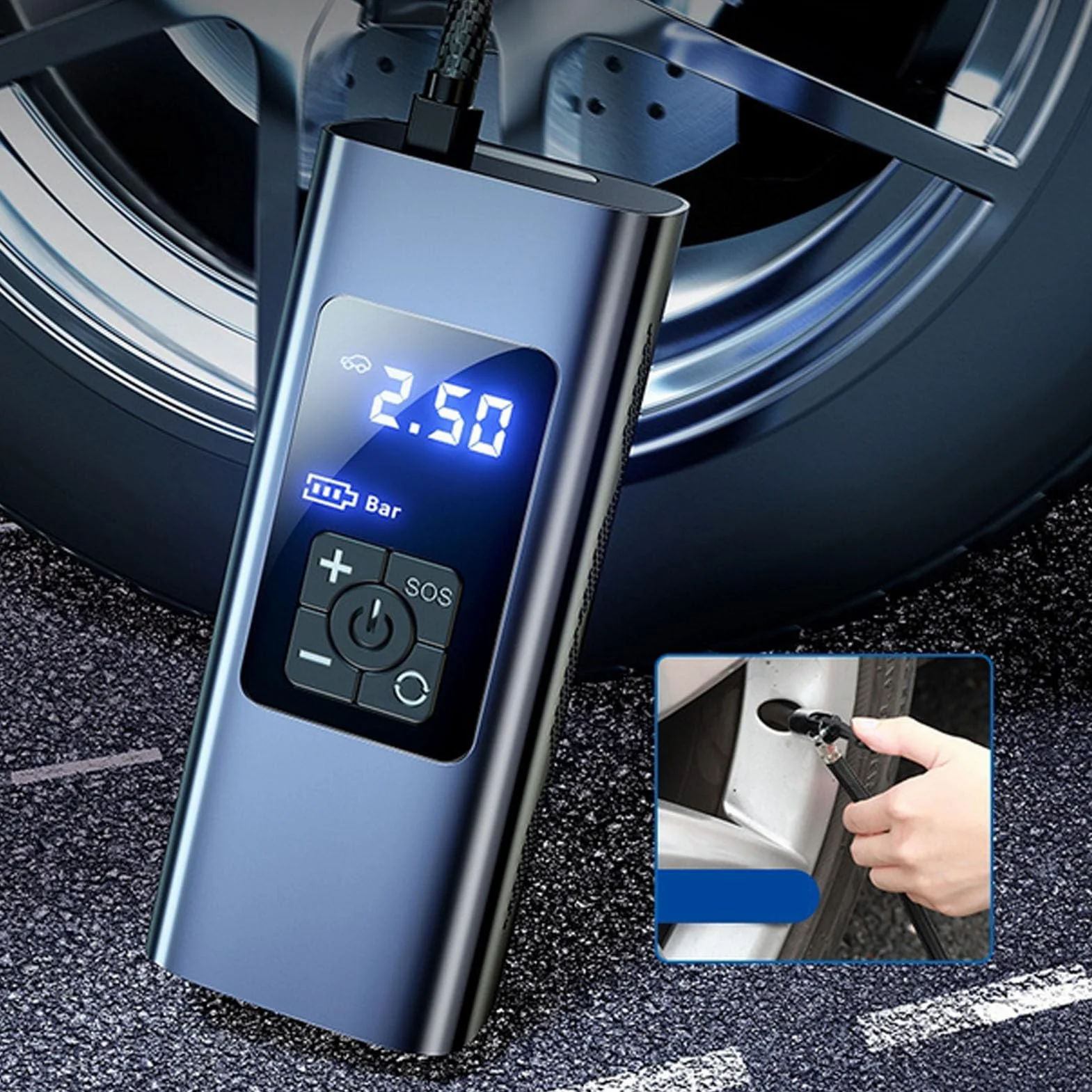 Elektryczny Kompresor Powietrza do Opon, ABS, 6000 mAh, 150PSI, 12V, Przenośna Pompa Powietrza z Akcesoriami do Samochodu